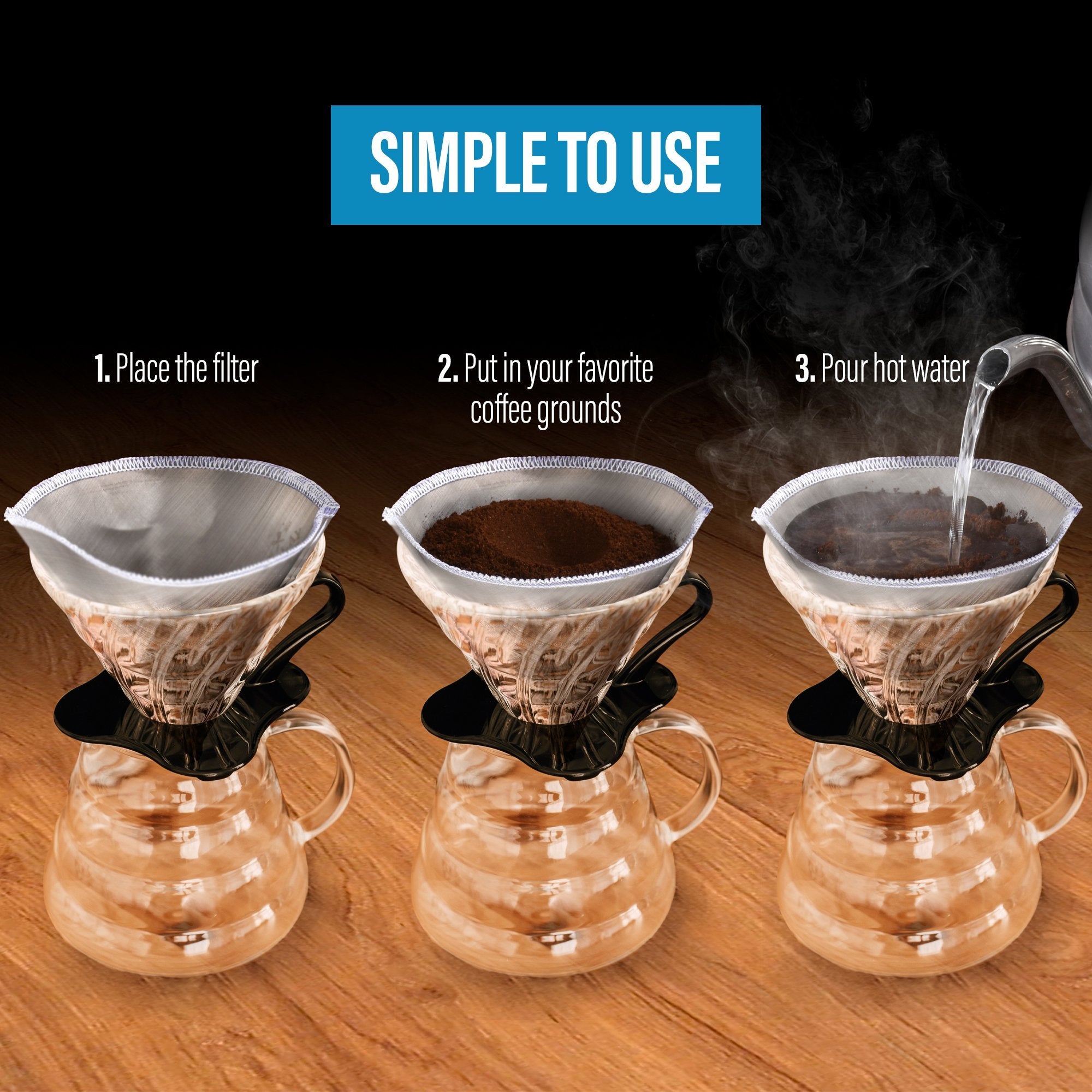 Easy to Use Reusable Pour Over Coffee Filter by Zulay Kitchen