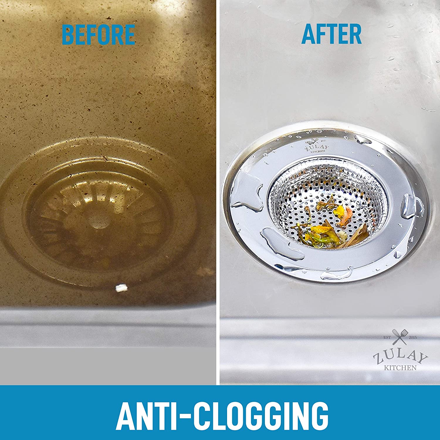 Anti-Clogging Sink Drain Strainer by Zulay Kitchen