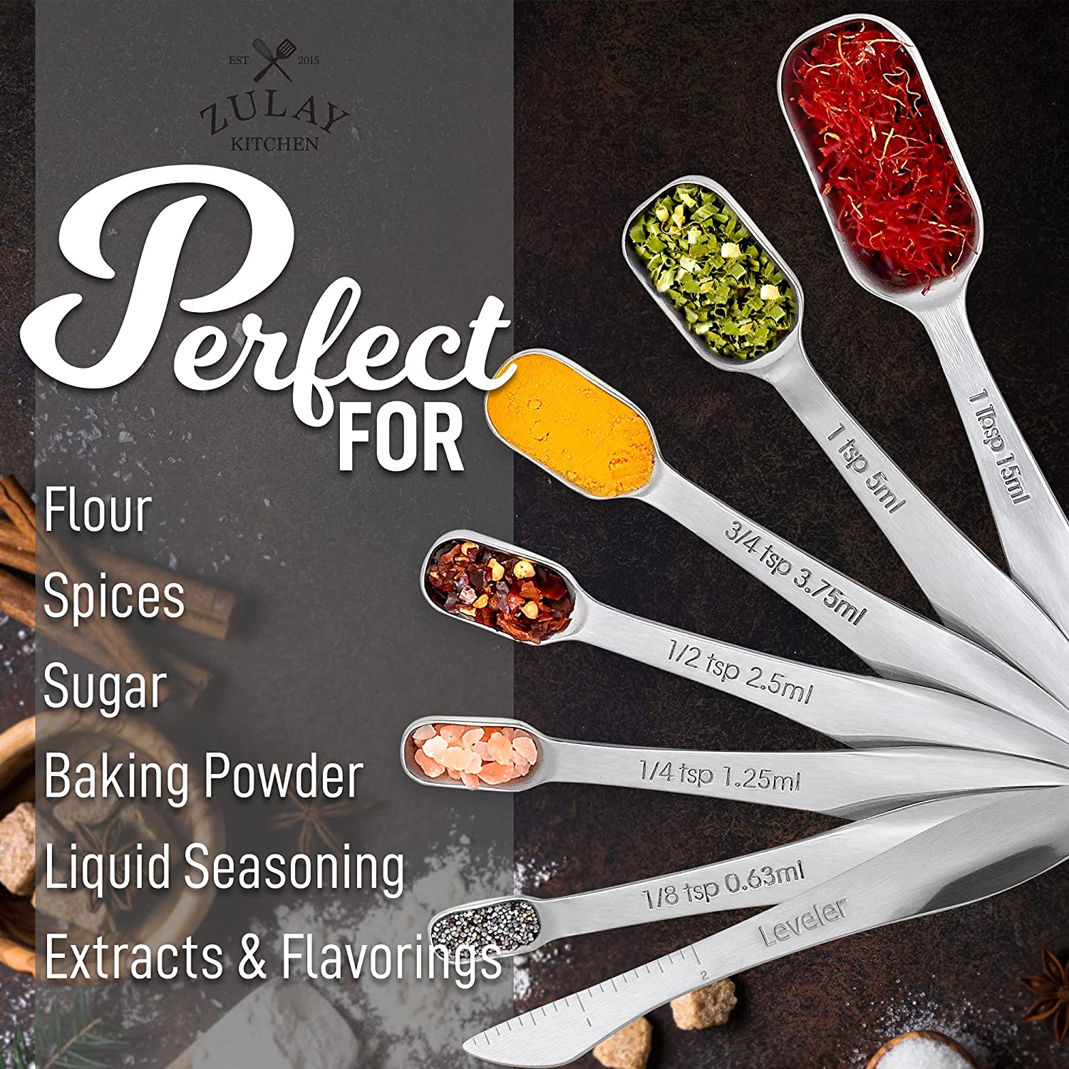 Versatile Rectangular Measuring Spoons Set by Zulay Kitchen