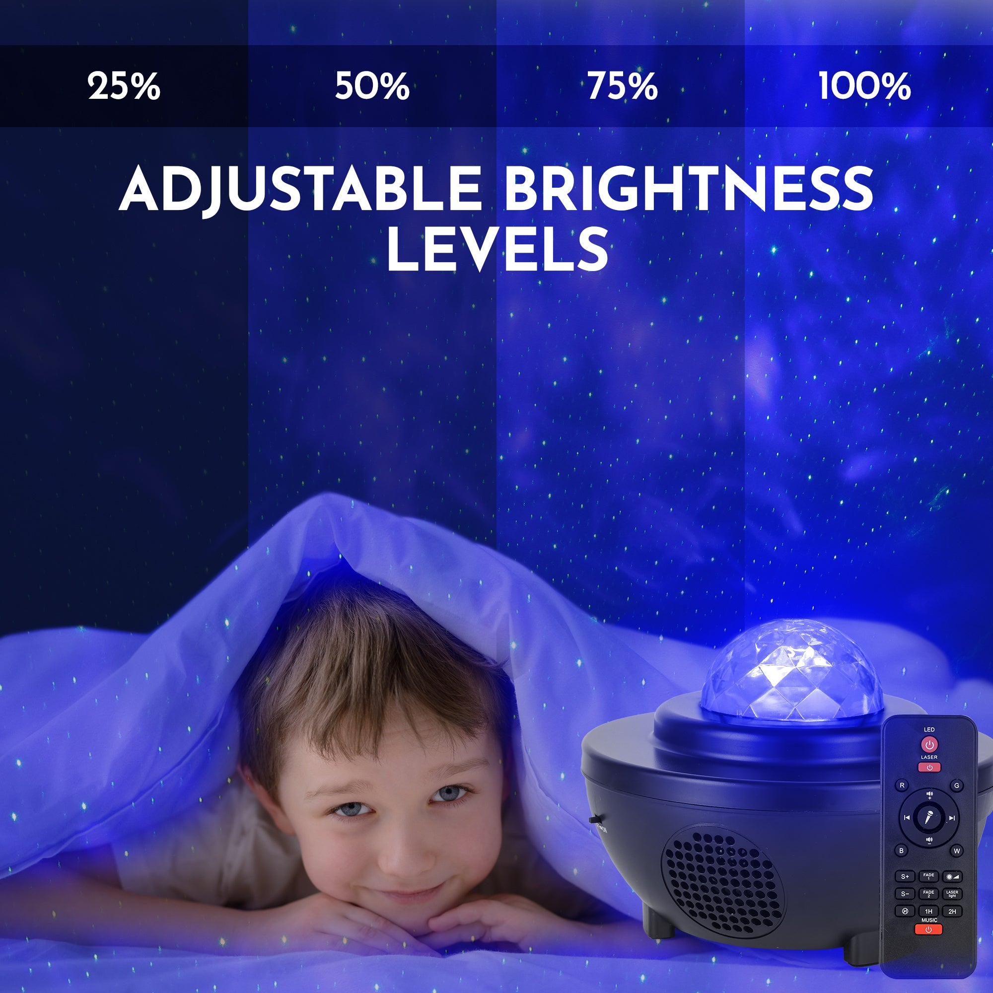 Adjustable Brightness & Color Level Star Night Light Projector by Zulay Home