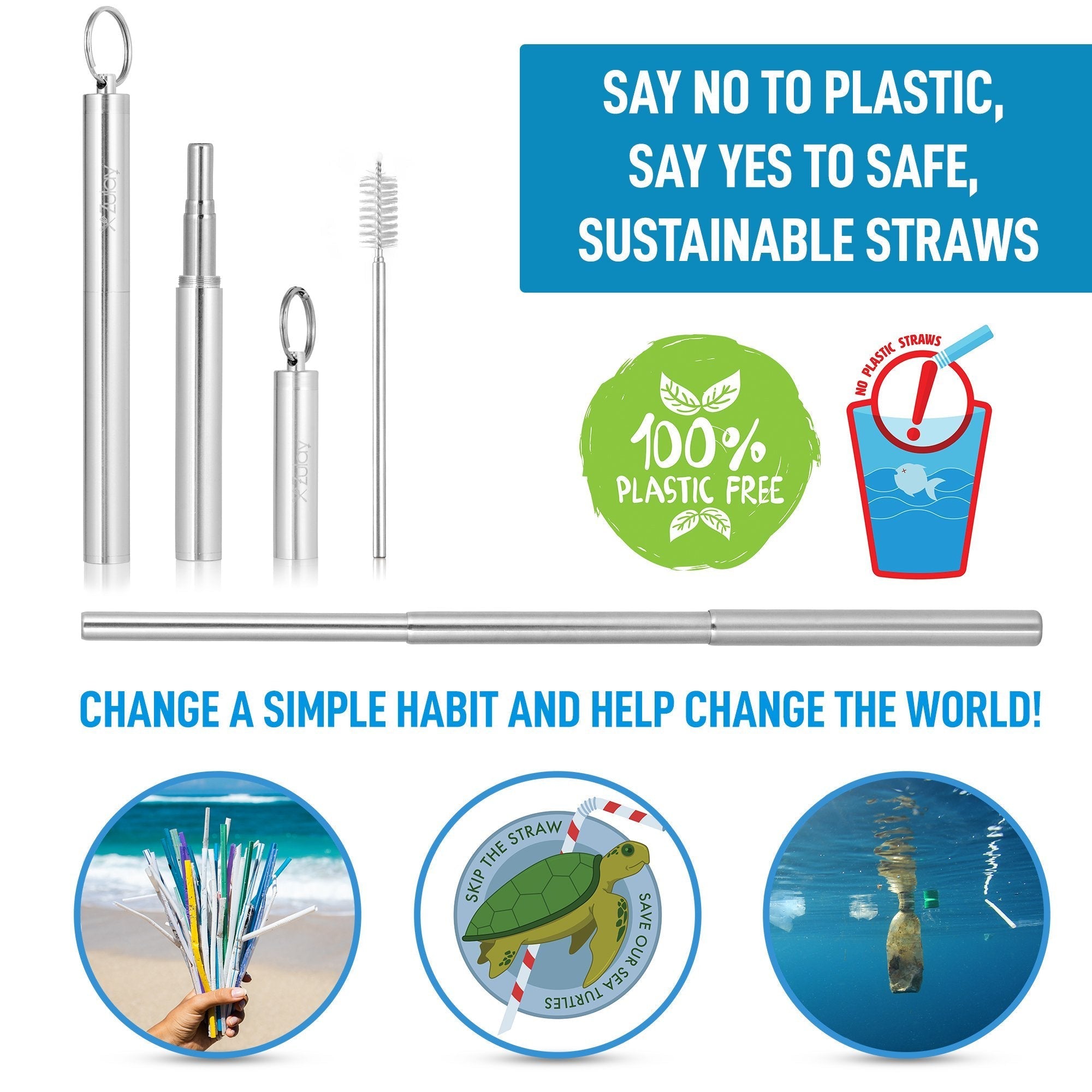 Eco-Friendly Telescopic Stainless Steel Straw by Zulay Kitchen