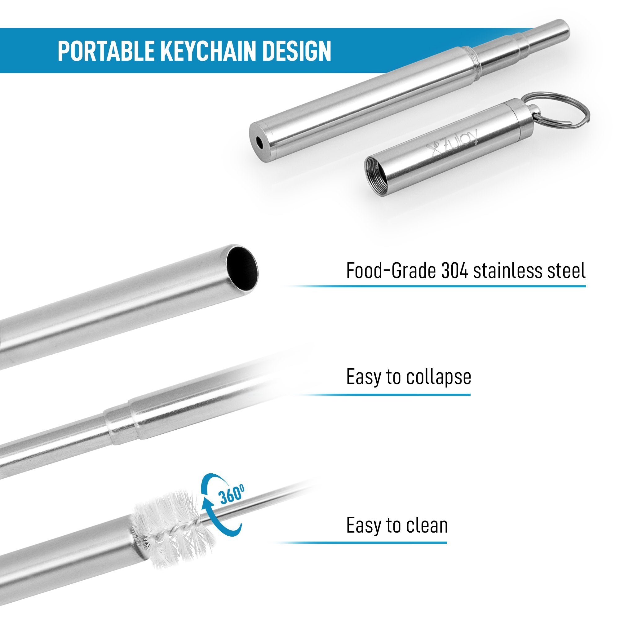 Portable Telescopic Stainless Steel Straw by Zulay Kitchen