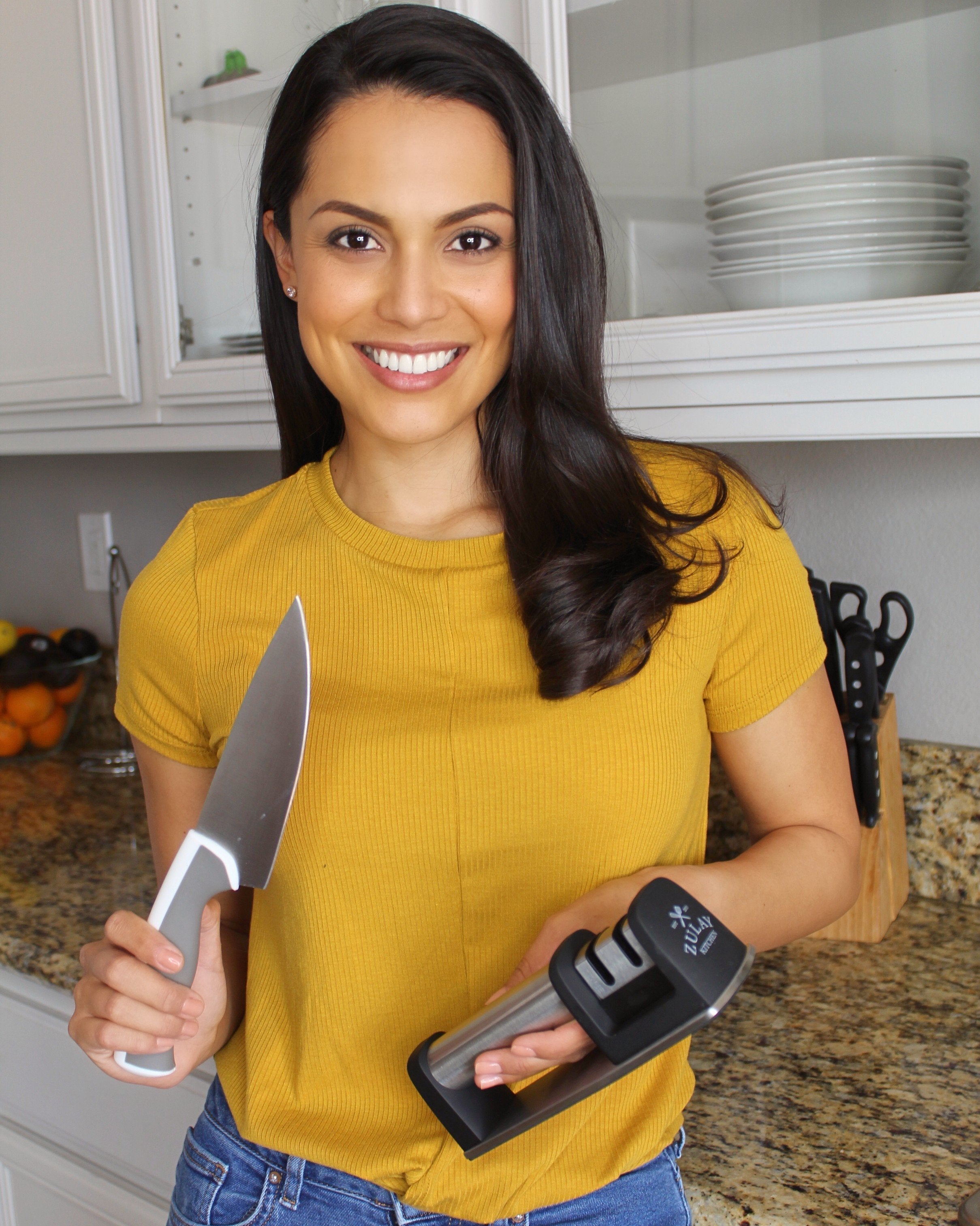 Chef-Grade Knife Sharpener Set with Stainless Steel Design by Zulay Kitchen