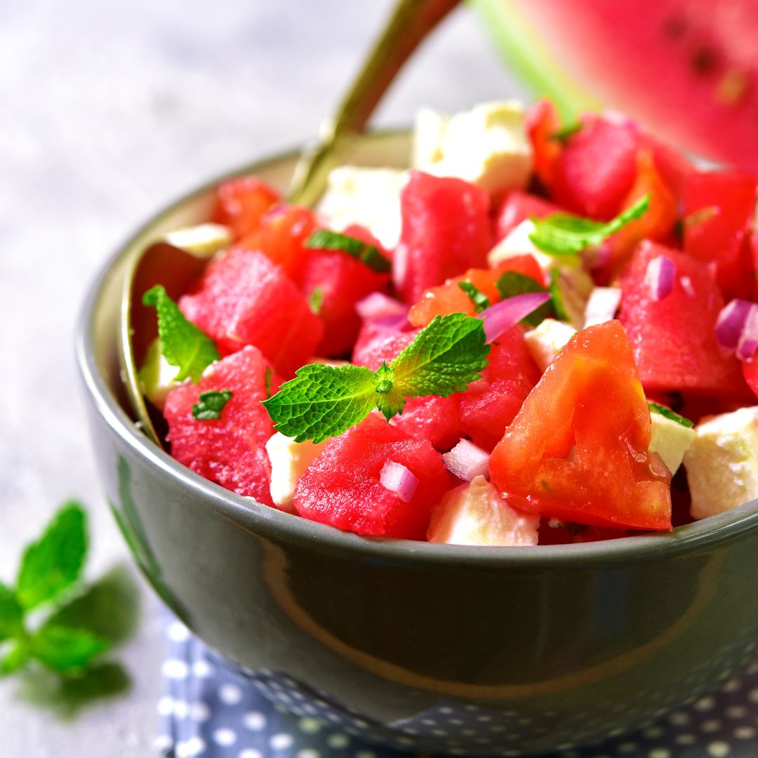 LOOKING FOR AN EASY, REFRESHING, AND TASTY DISH? WE PRESENT YOU WITH THE PERFECT SOLUTION, OUR DELICIOUS VERSION OF WATERMELON SALAD!