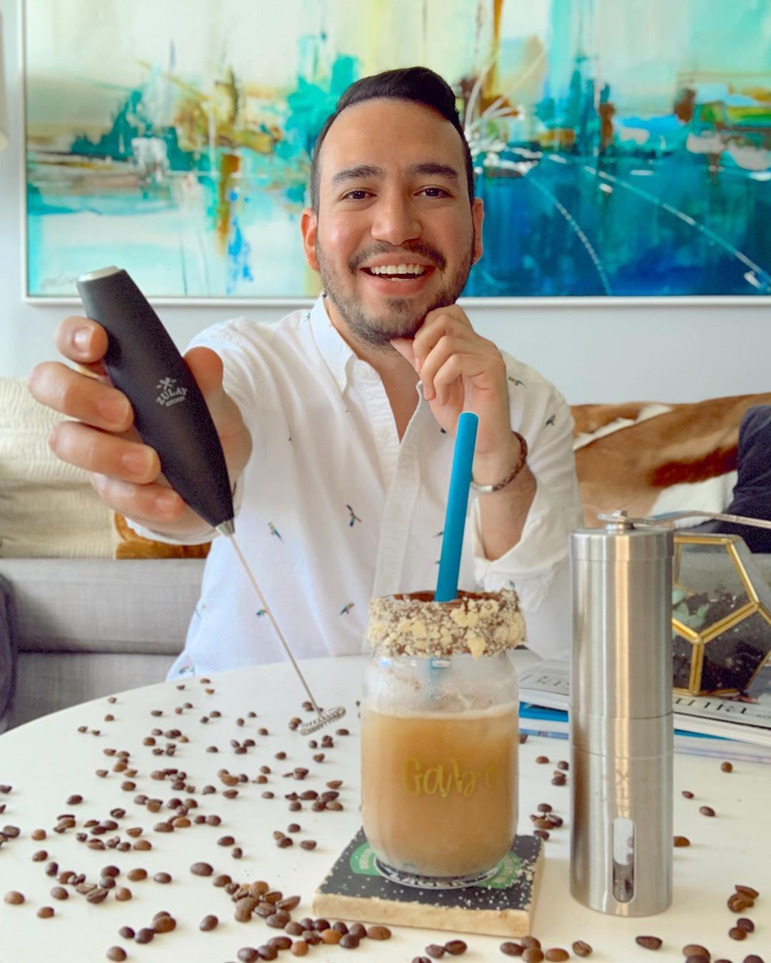 Gabriel Soto Stimulates His Brain Every Morning By Drinking A Frothy Coffee Using The Zulay Milk Frother and Coffee Grinder! - Zulay Kitchen