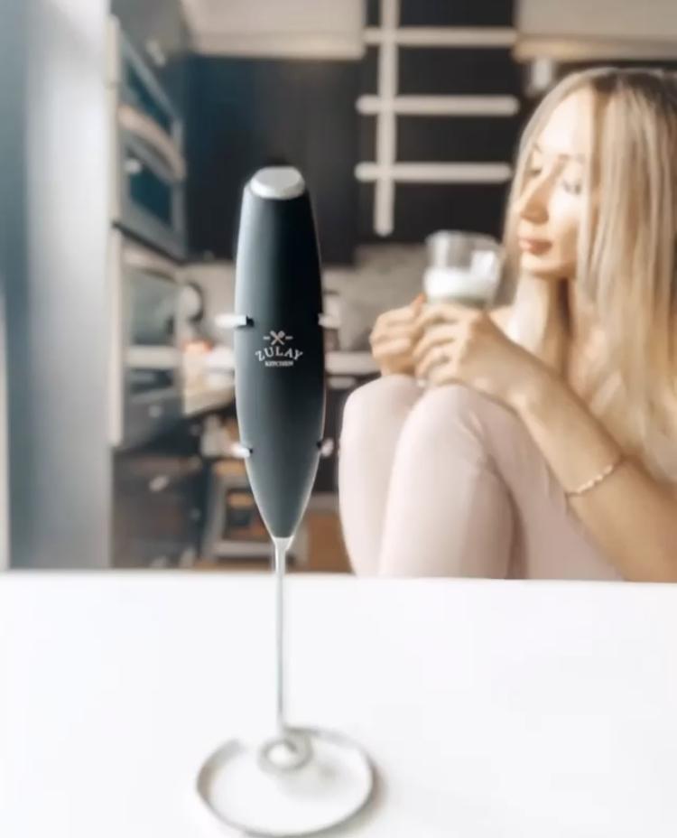 Yulia Sippin' on Her Matcha Latte Using Zulay Milk Frother! - Zulay Kitchen