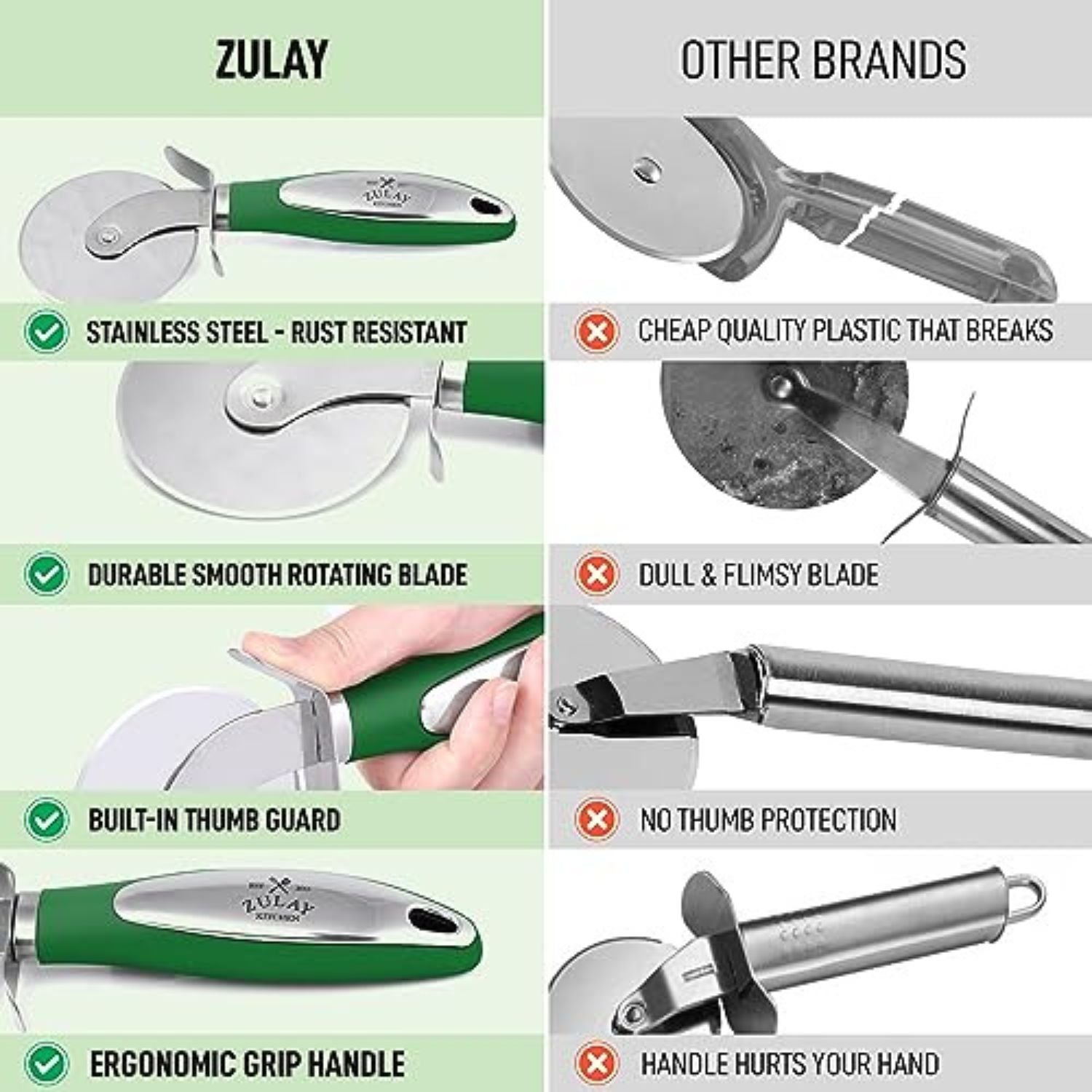 Zulay Kitchen Multi-Purpose Stainless Steel Bench Scraper & Chopper