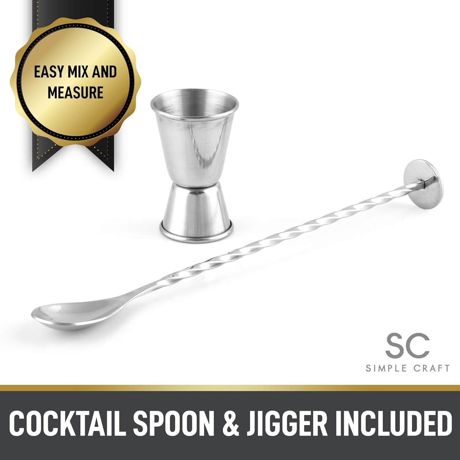 Zulay Kitchen Cocktail Shaker Stainless Steel Drink Mixer with Strainer 24  oz Silver Tumbler