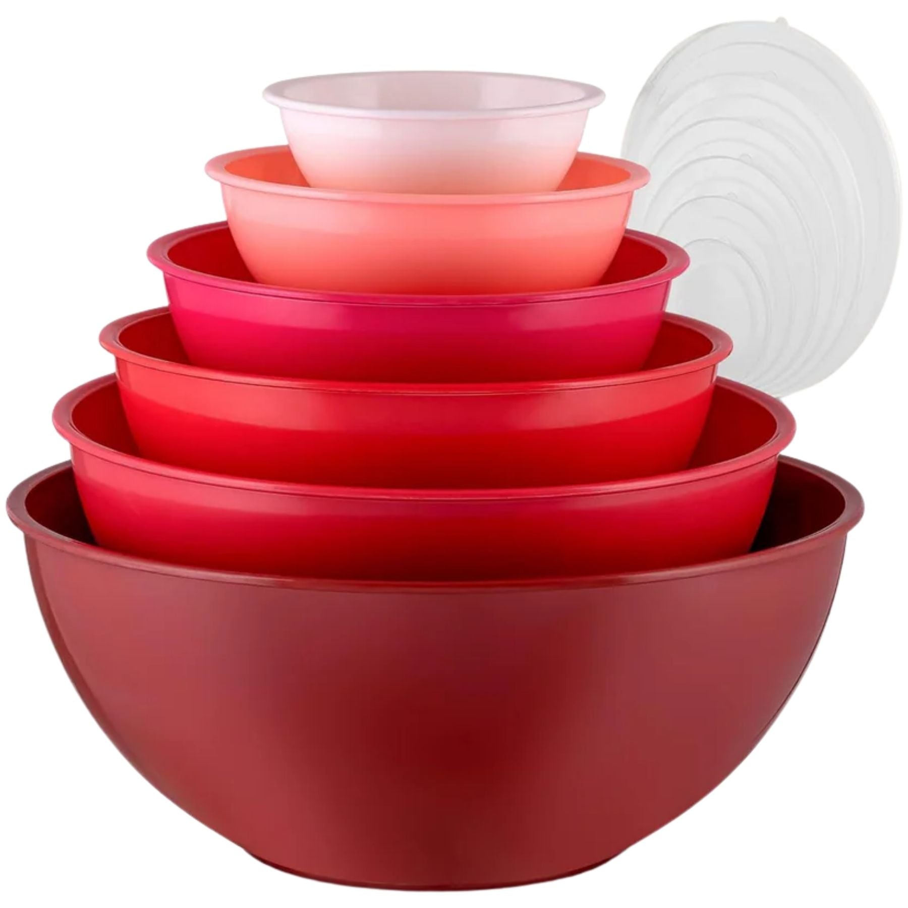 12-Piece Plastic Mixing Bowls Set with Lids - Red by Zulay Kitchen 