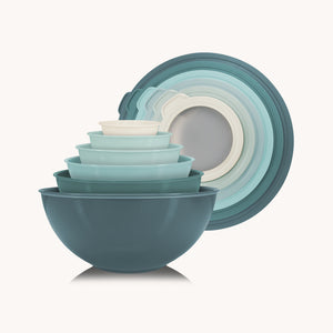 12-Piece Plastic Mixing Bowls Set with Lids - Turquoise Ombre by Zulay Kitchen