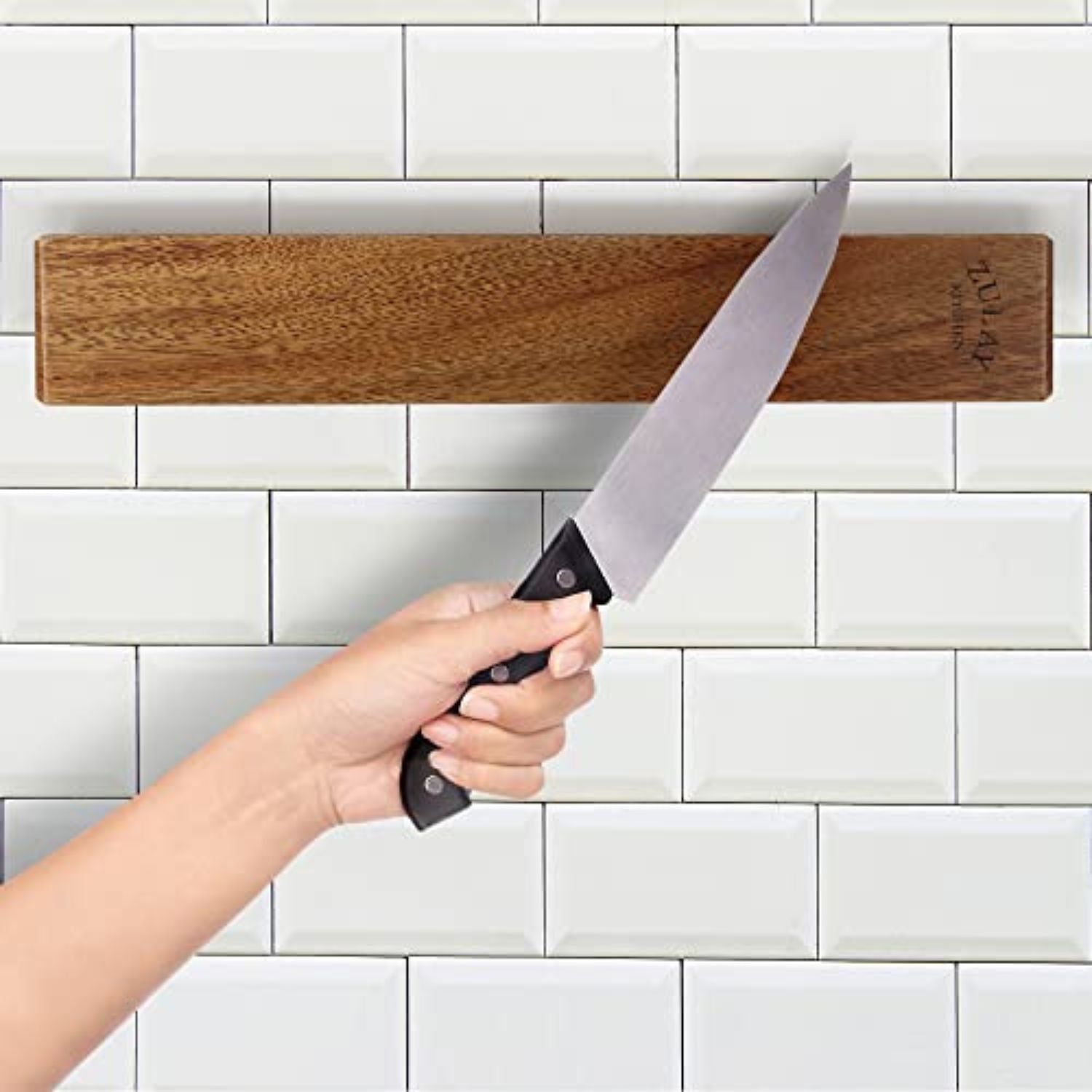 Natural Acacia Wood Magnetic Knife Strip Adhesive Strips -   Magnetic  knife strip, Kitchen storage solutions, Stylish kitchen