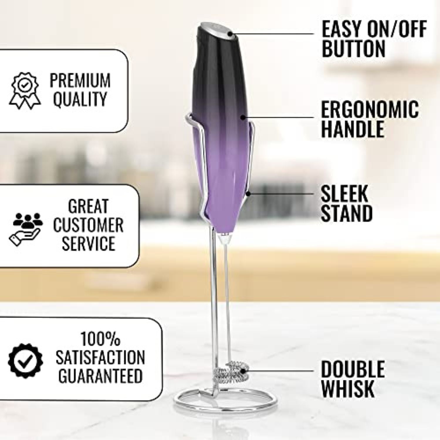 Premium Rechargeable Milk Frother - Double Whisks