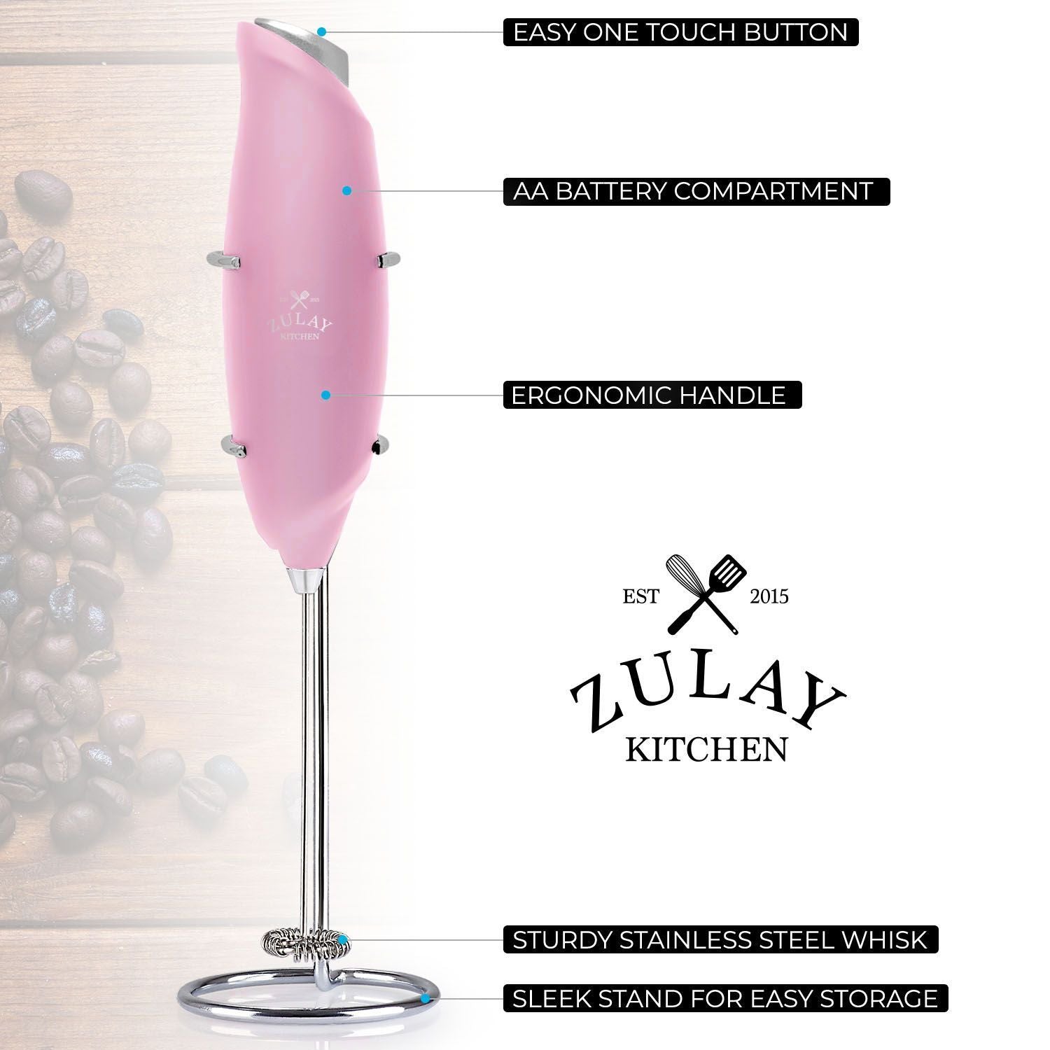 Zulay Kitchen Classic Milk Frother With Stand - Pop Pink/Teal, 1 - Fry's  Food Stores