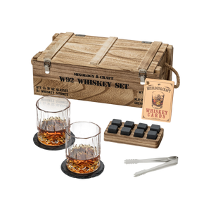 15-Piece Whiskey Gift Set with Crystal Glasses and Granite Stones