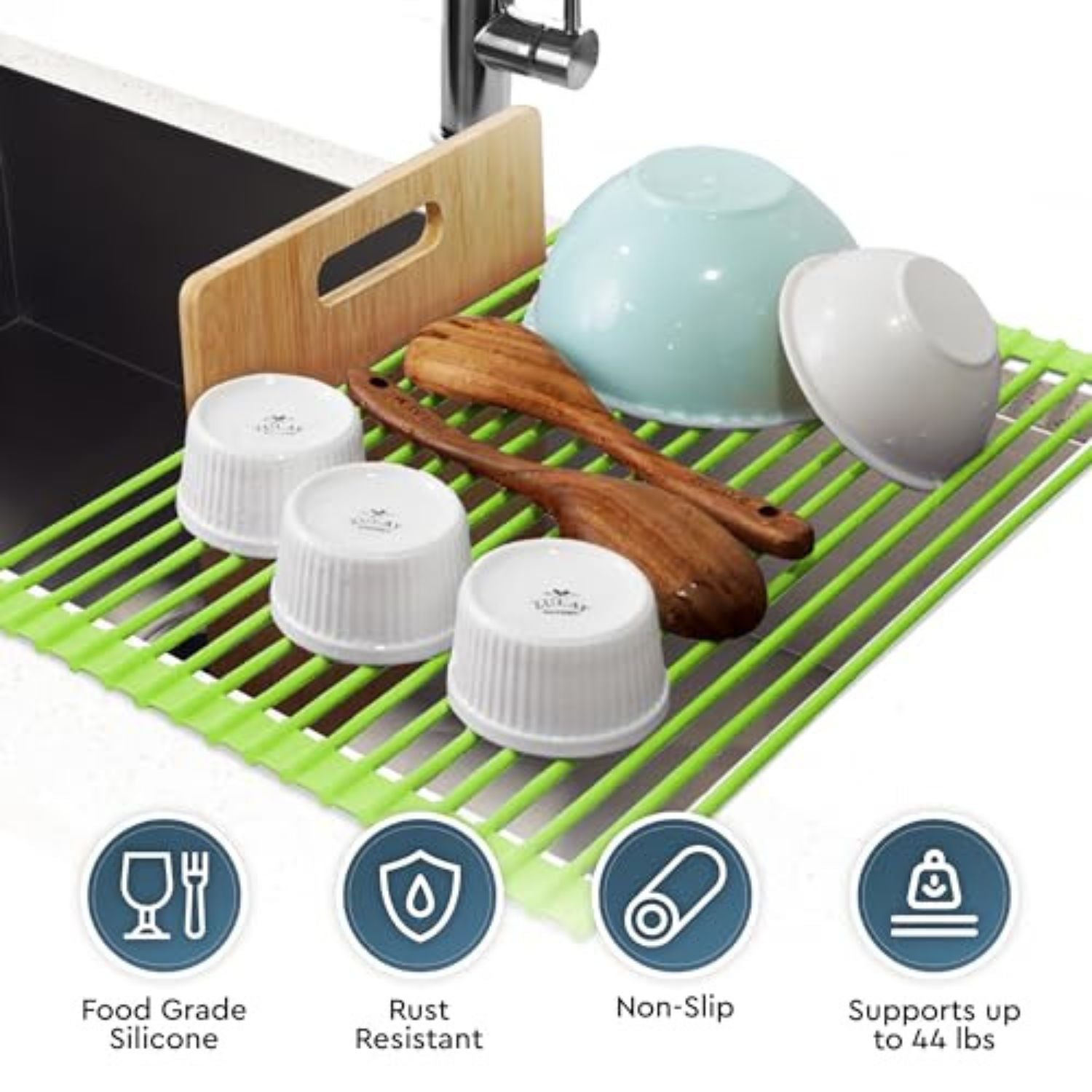 Drain Rack Kitchen Silicone Dish Drainer Tray Large Sink Drying Rack  Worktop Organizer Drying Rack for