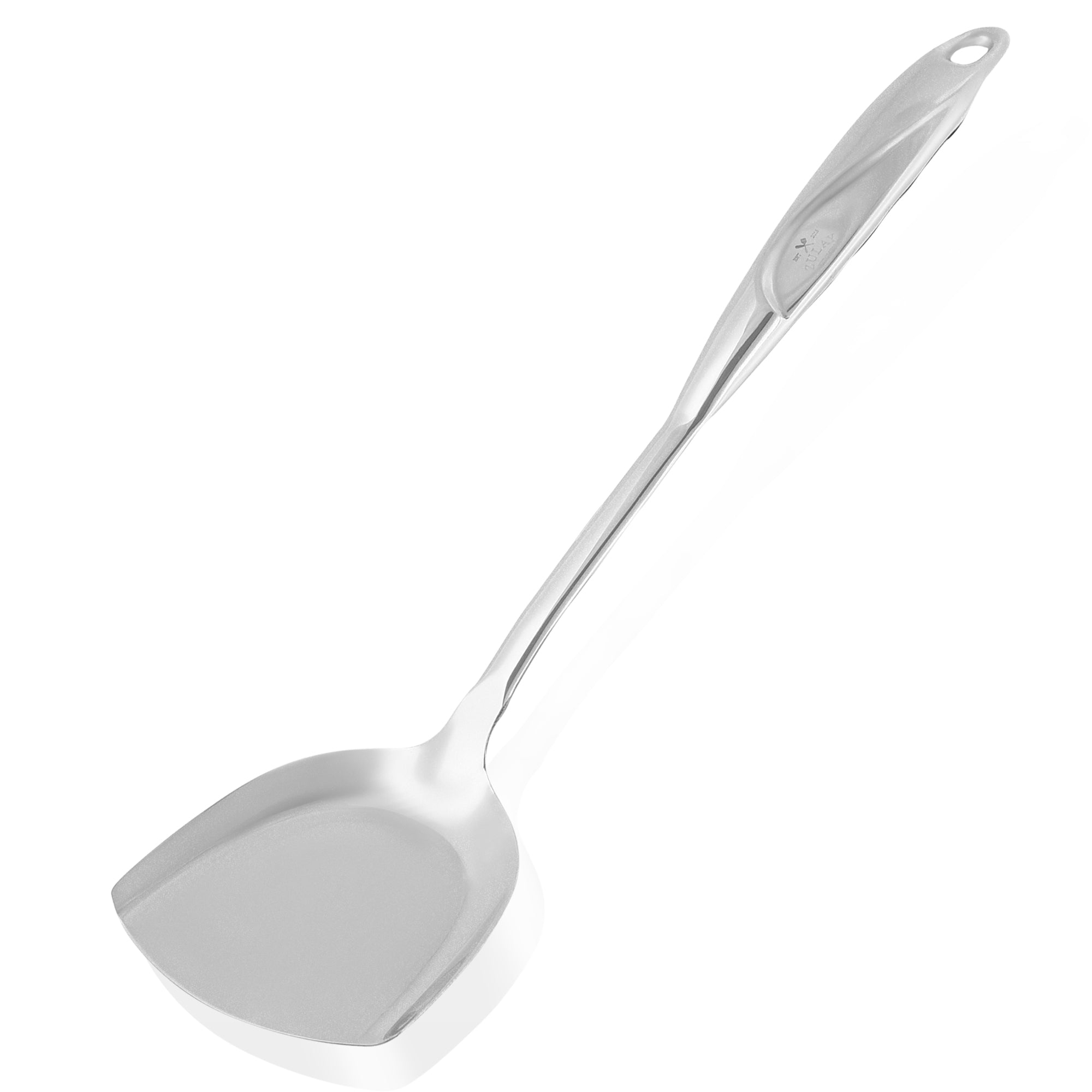 Zulay Kitchen - Stainless Steel Metal Wok Spatula - Durable Wok Turner Spatula Shovel with Ergonomic - Silver - Thumbnail 2