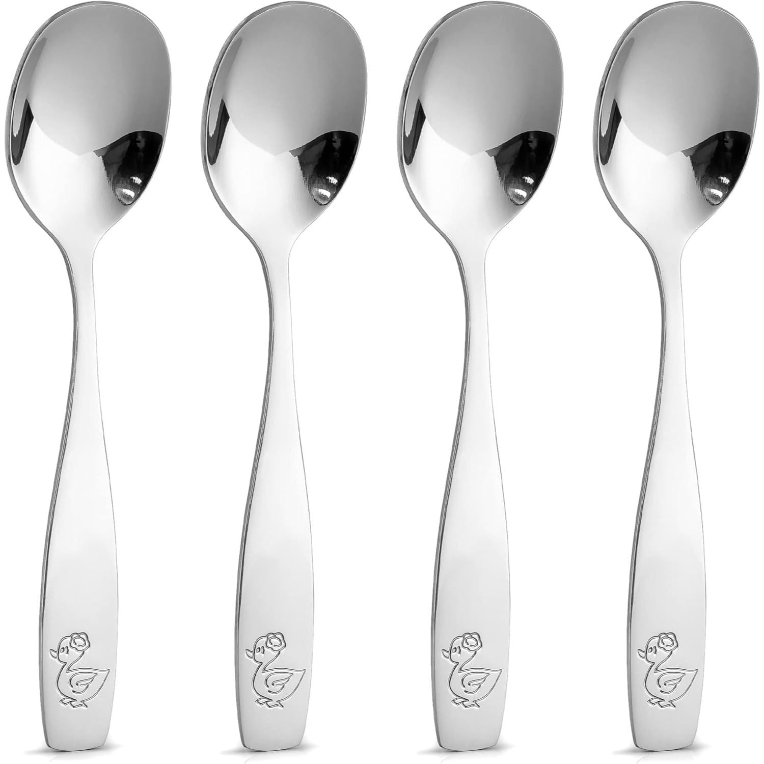 Zulay Kitchen Flatware Set Spoons & Forks for Toddlers, 4 Spoons