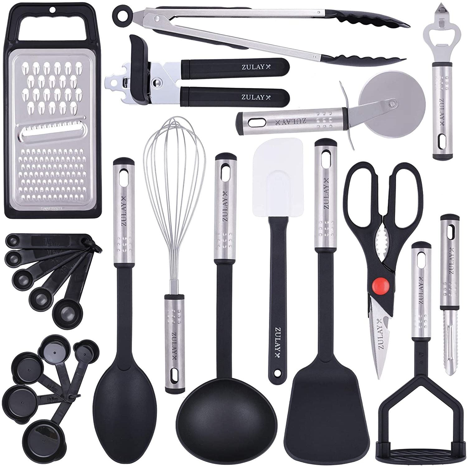 Zulay Kitchen Silicone Spatula Set with Durable Stainless Steel Core -  Black, 4 - King Soopers