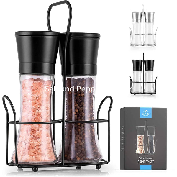 Zulay Kitchen Refillable with Adjustable Coarseness options Salt and Pepper Grinder - Silver