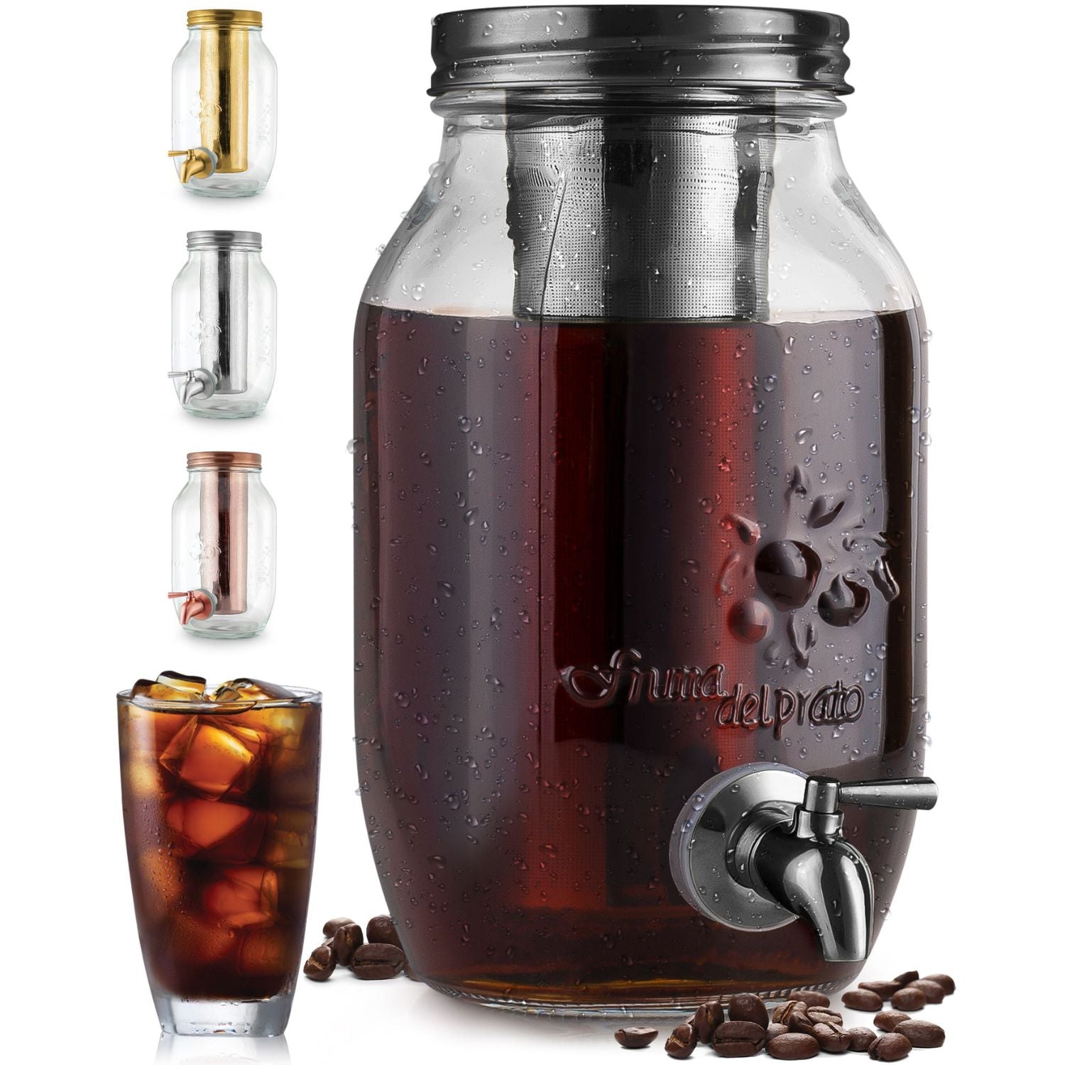 Cold Brew Coffee Maker, 1 Gallon Iced Coffee Maker, Cold Brew Mason Jar  with Stainless Steel Filter, Large Iced Tea Maker With Thick Shatter  Resistant