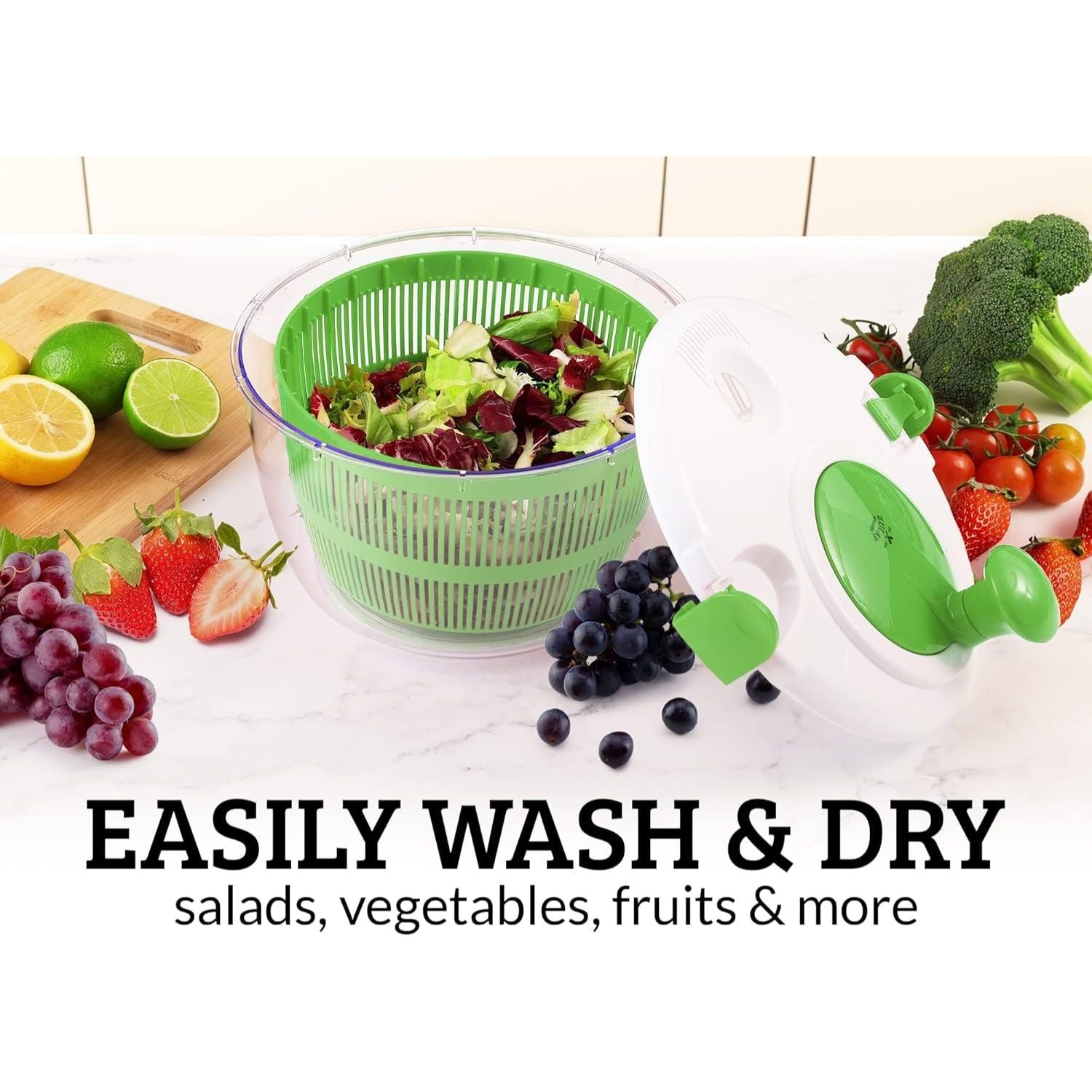 Easy-to-Use Lettuce Spinner with Built-In Draining System by Zulay Kitchen