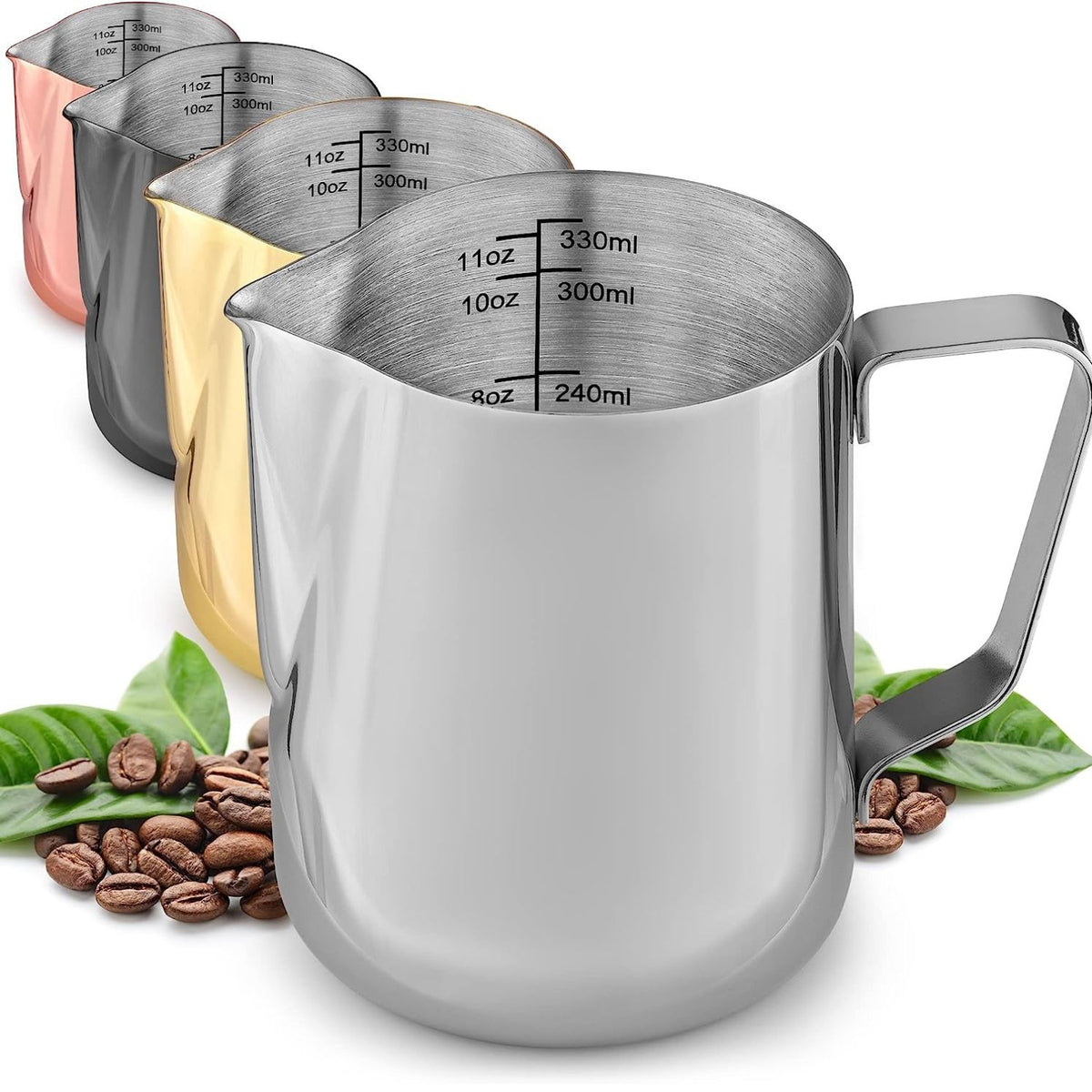 Stainless Steel Milk Frother Pitcher Milk Foam Container Measuring Cups  Coffe Appliance