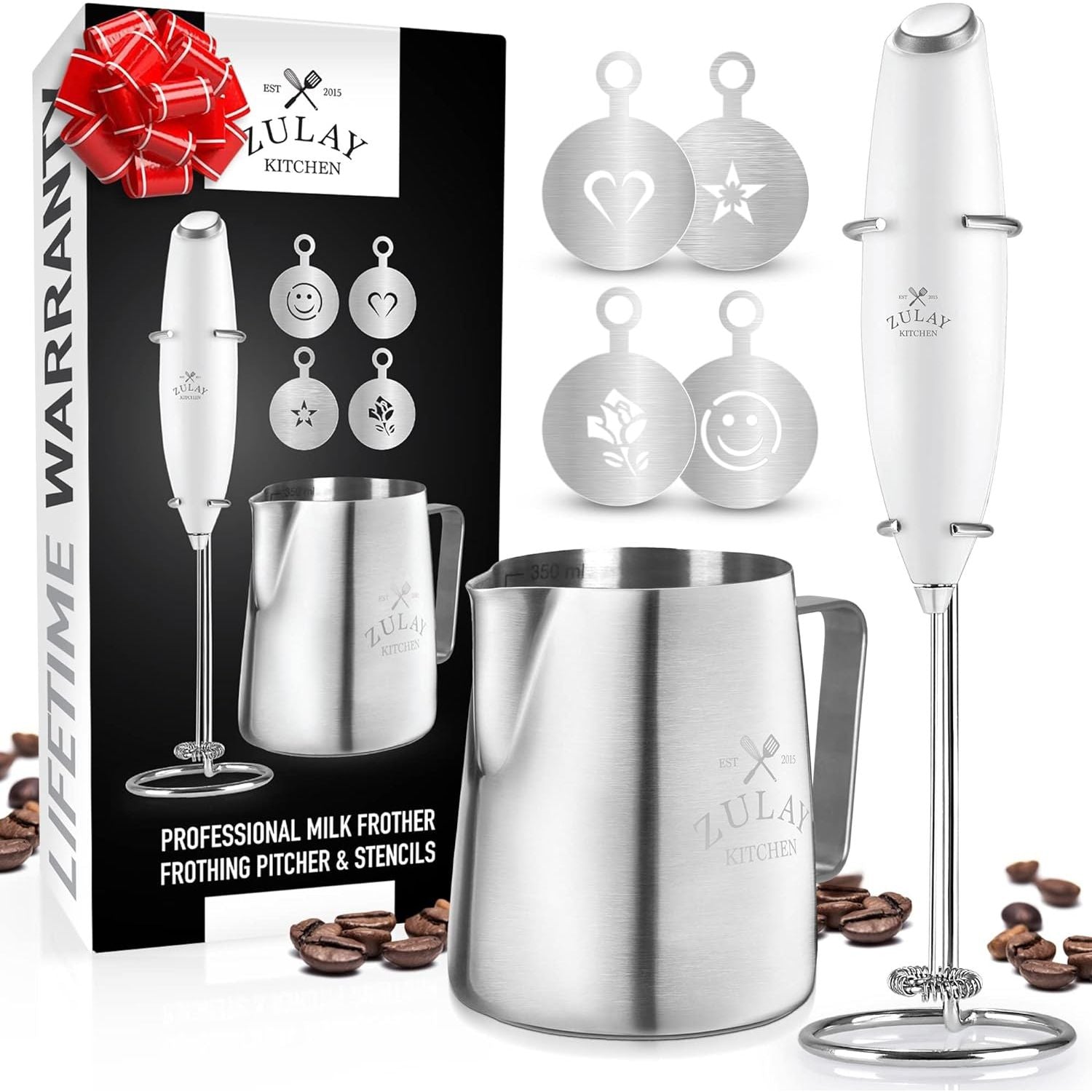 Zulay Kitchen MILK BOSS Milk Frother With Stand - Metallic Ice
