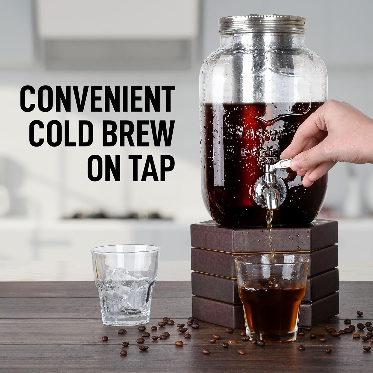 Glass and Stainless Steel Cold Brew Coffee Infuser Carafe