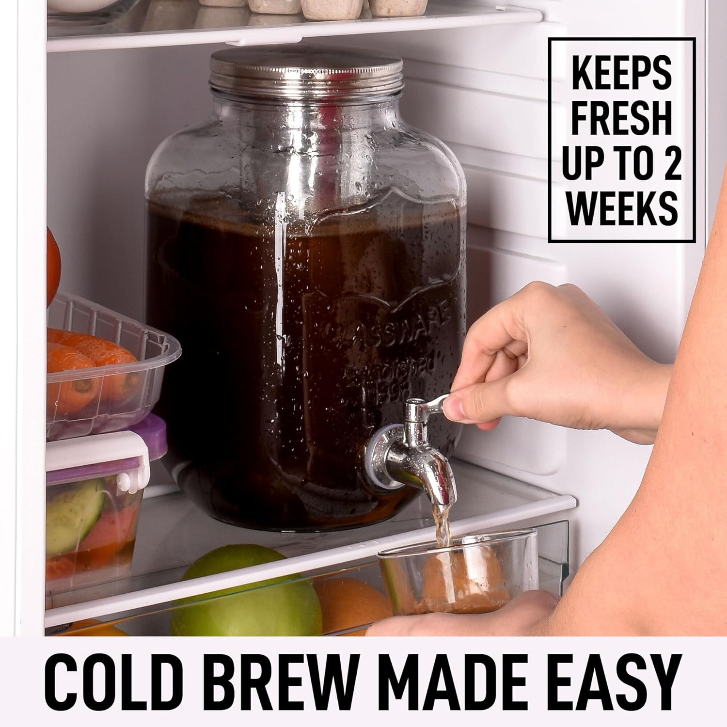 Cold Brew Coffee Maker, 1 Gallon Mason Jars Drink Dispenser, 4