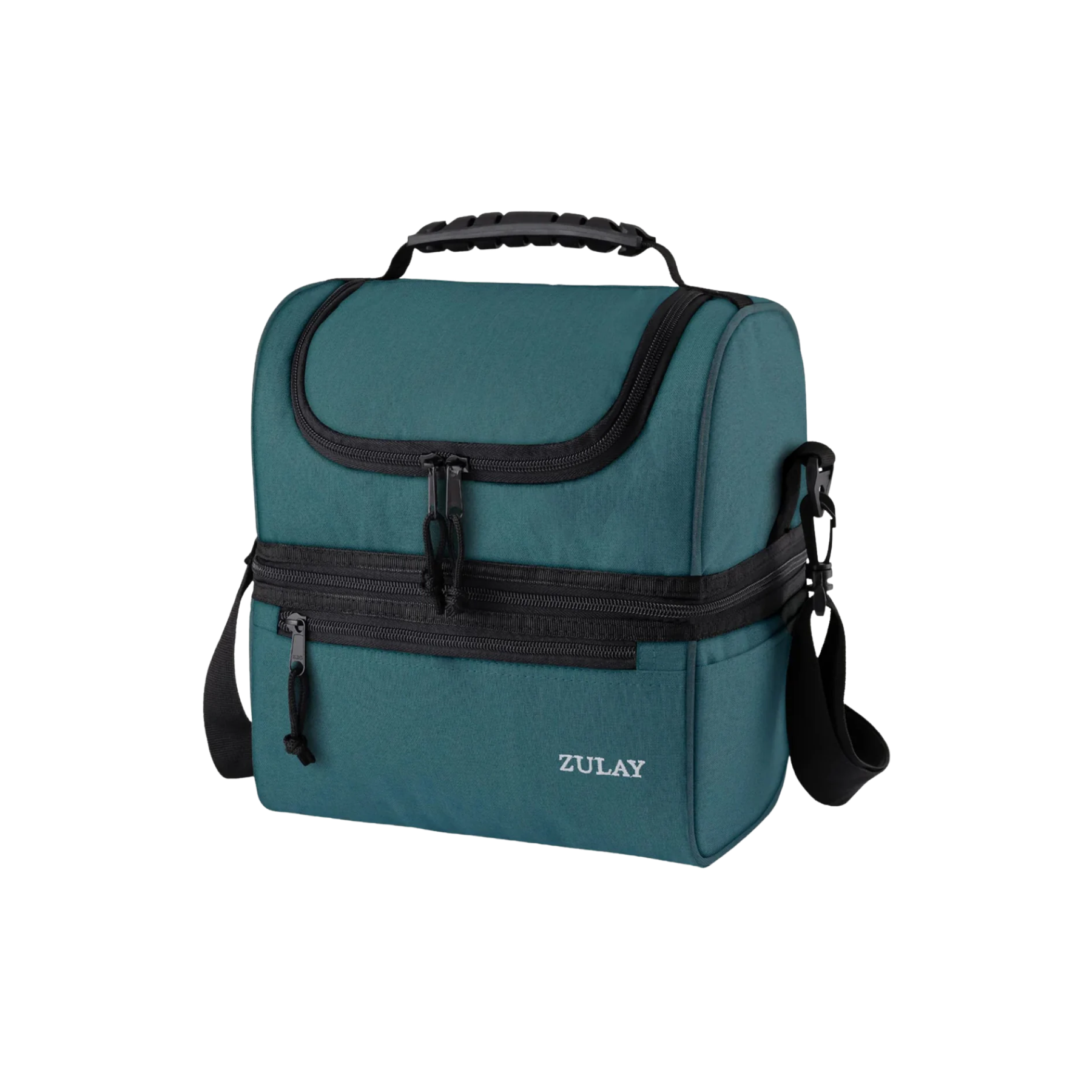 Insulated 2-Compartment Lunch Box Bag With Strap-Caribbean Blue by Zulay Kitchen