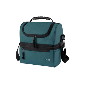Insulated 2-Compartment Lunch Box Bag With Strap-Caribbean Blue by Zulay Kitchen
