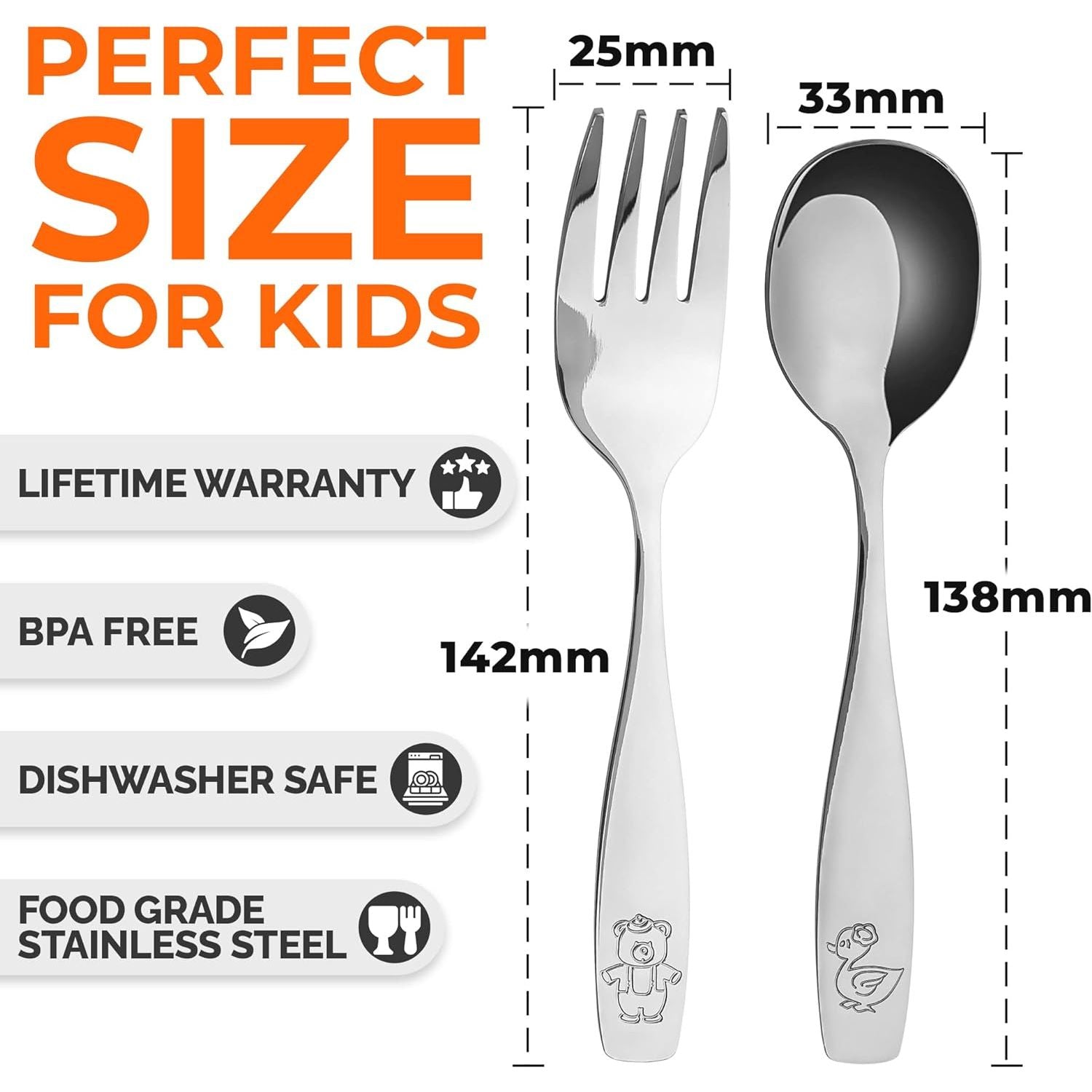 Munchkin Polish Toddler Fork, Knife and Spoon Utensil Set, Stainless Steel