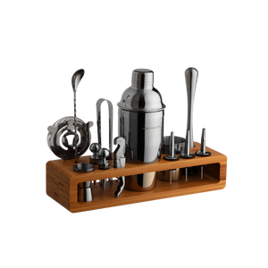 23-Piece Cocktail Shaker Set with Stand - Black Finish