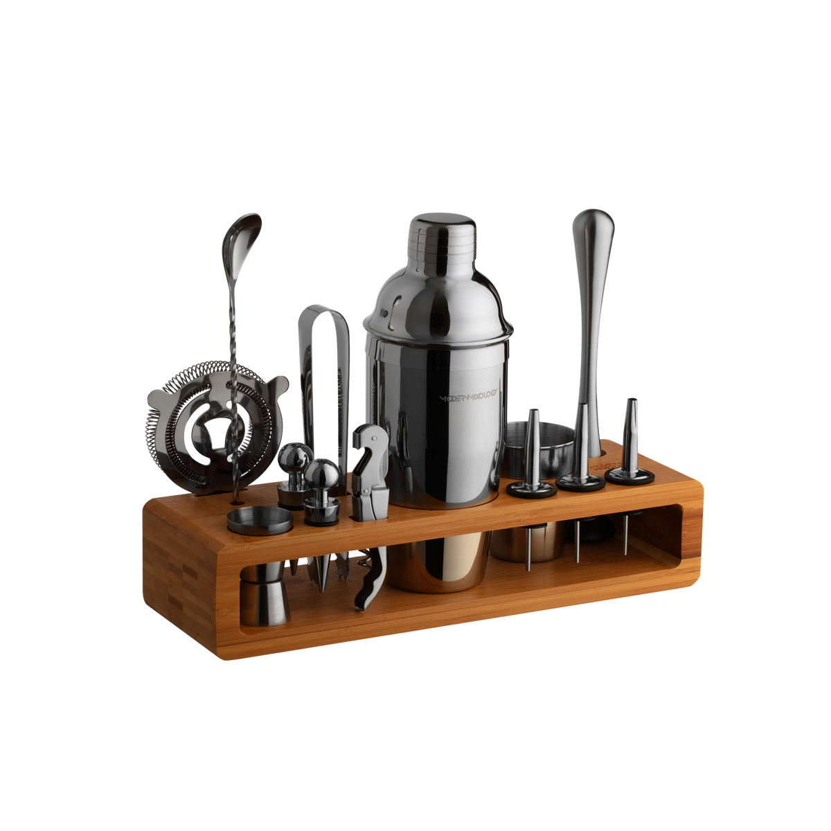 23-Piece Cocktail Shaker Set with Stand - Black Finish