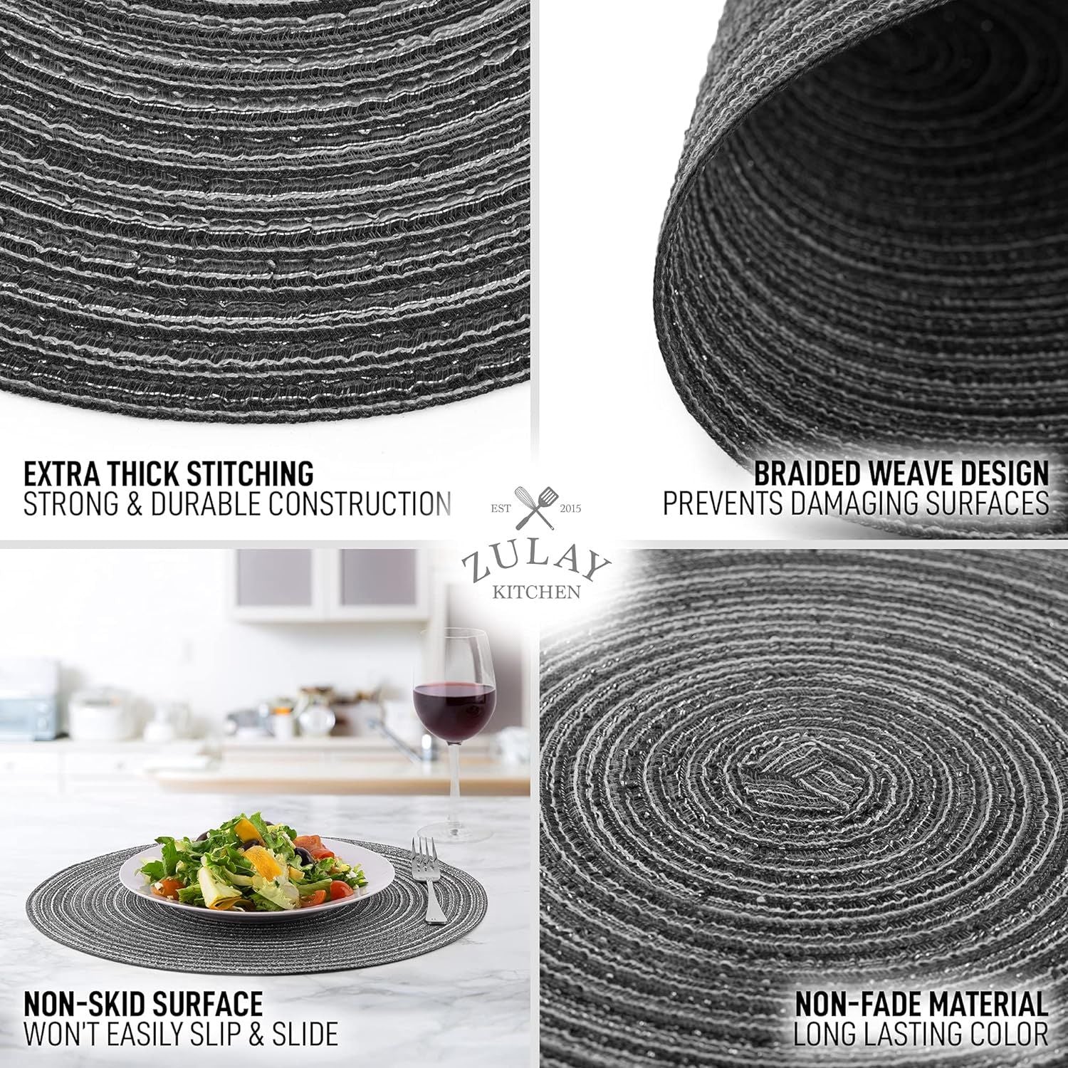 Round Braided Placemats - Set of 6