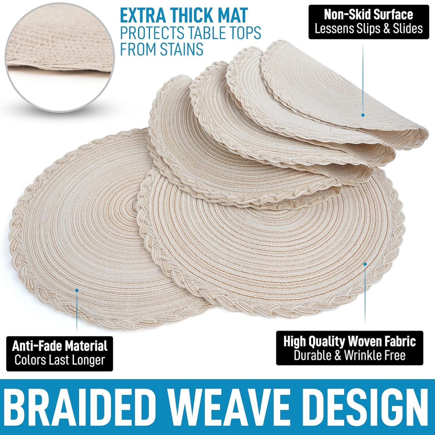 Round Braided Placemats - Set of 6