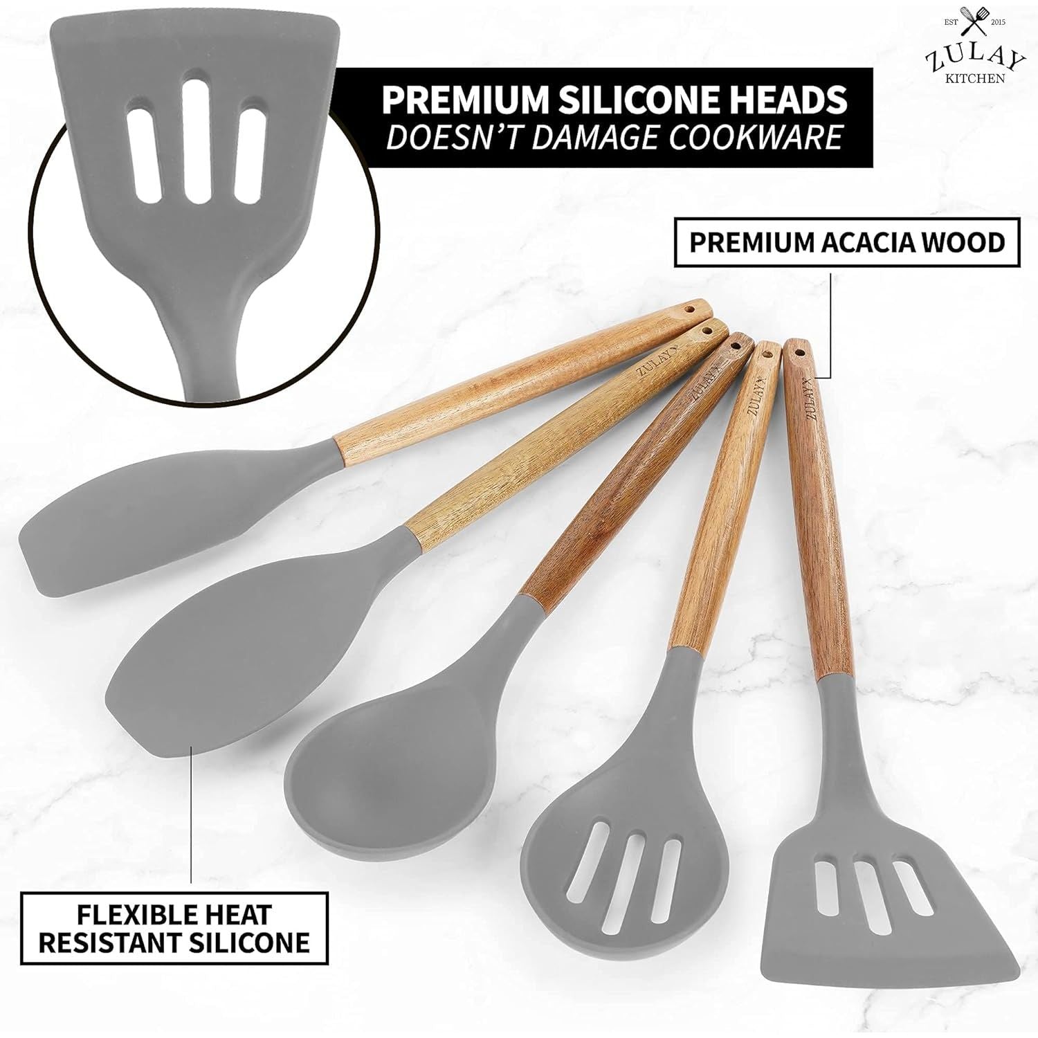 Zulay Kitchen Christmas Silicone Spatula with Utensil Holder - Acacia  Handles (5-Piece), 5 - Kroger