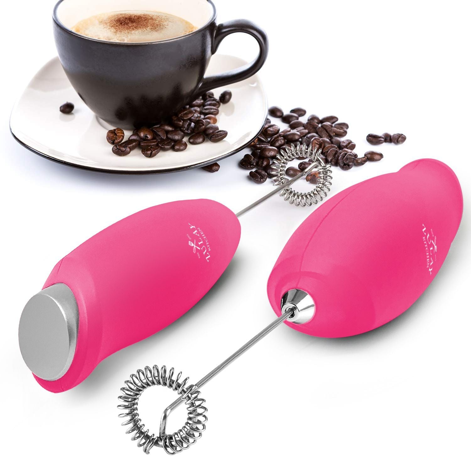 Zulay Kitchen Classic Milk Frother With Stand - Pop Pink/Teal, 1