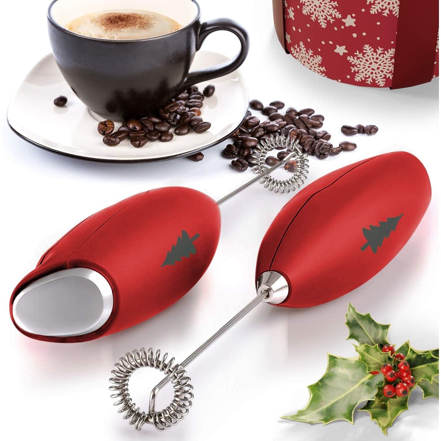 Zulay Kitchen Milk Frother With Stand (Christmas Edition) Snowman