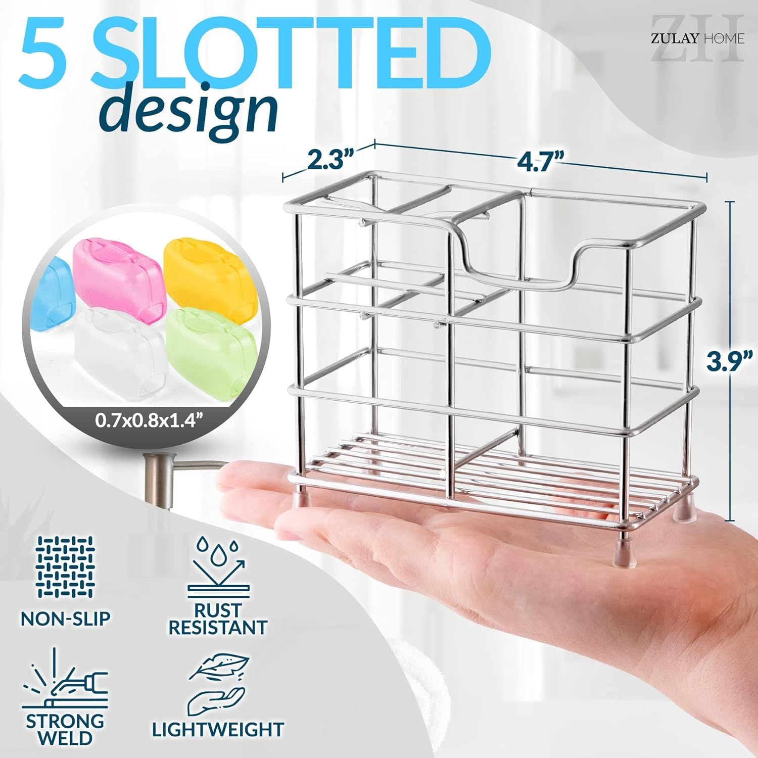 5 slotted Toothpaste and Toothbrush Holder