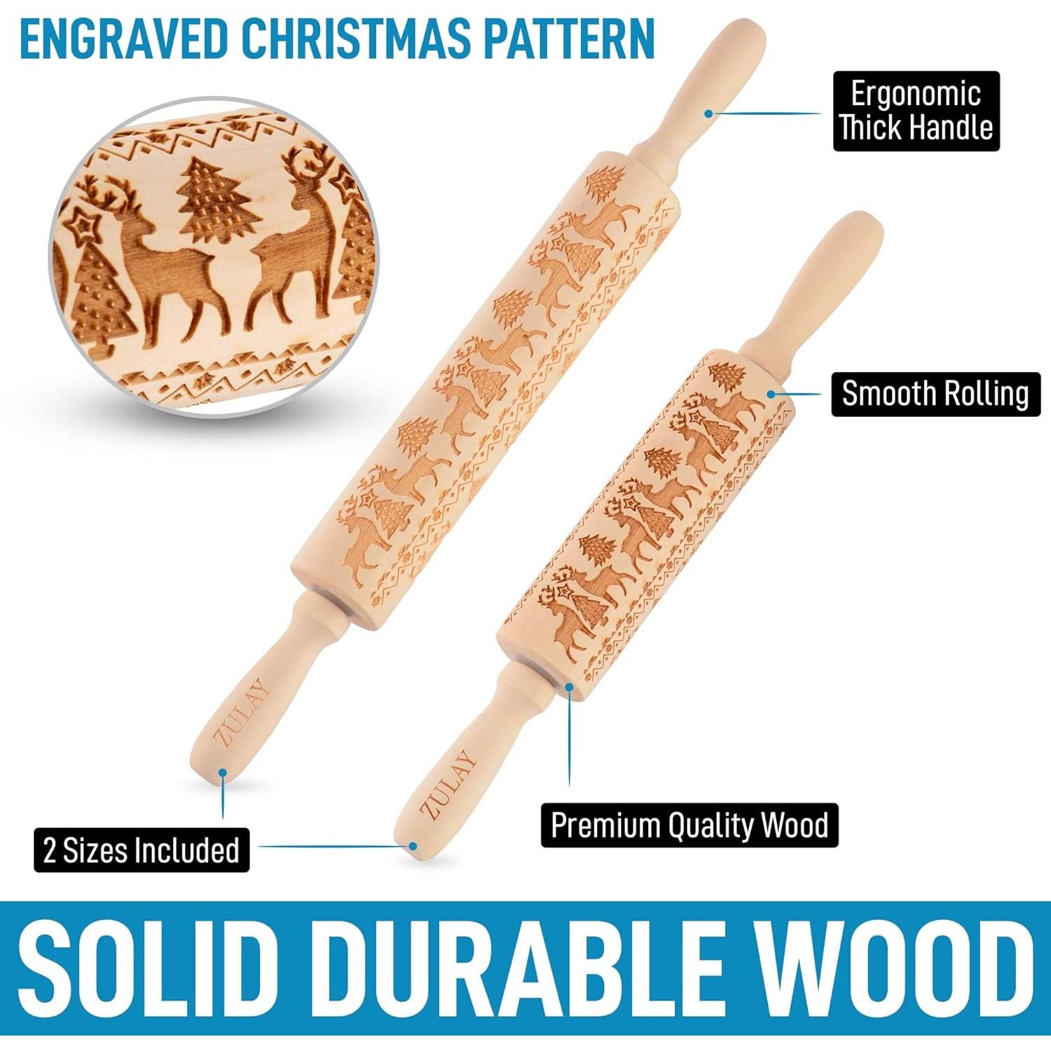 Premium quality wooden carved rolling pin