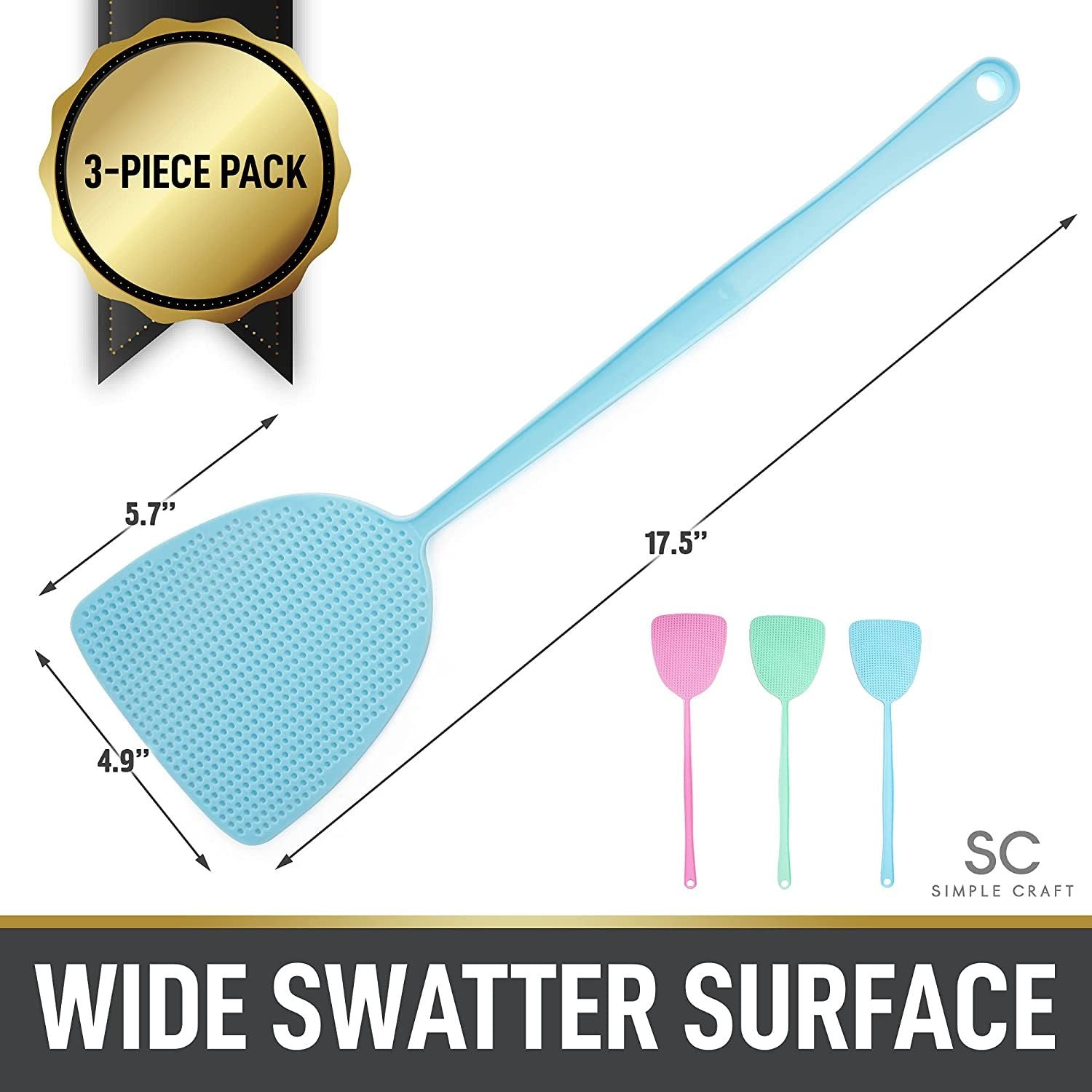 Simple Craft Fly Swatters - 3 Pack Set