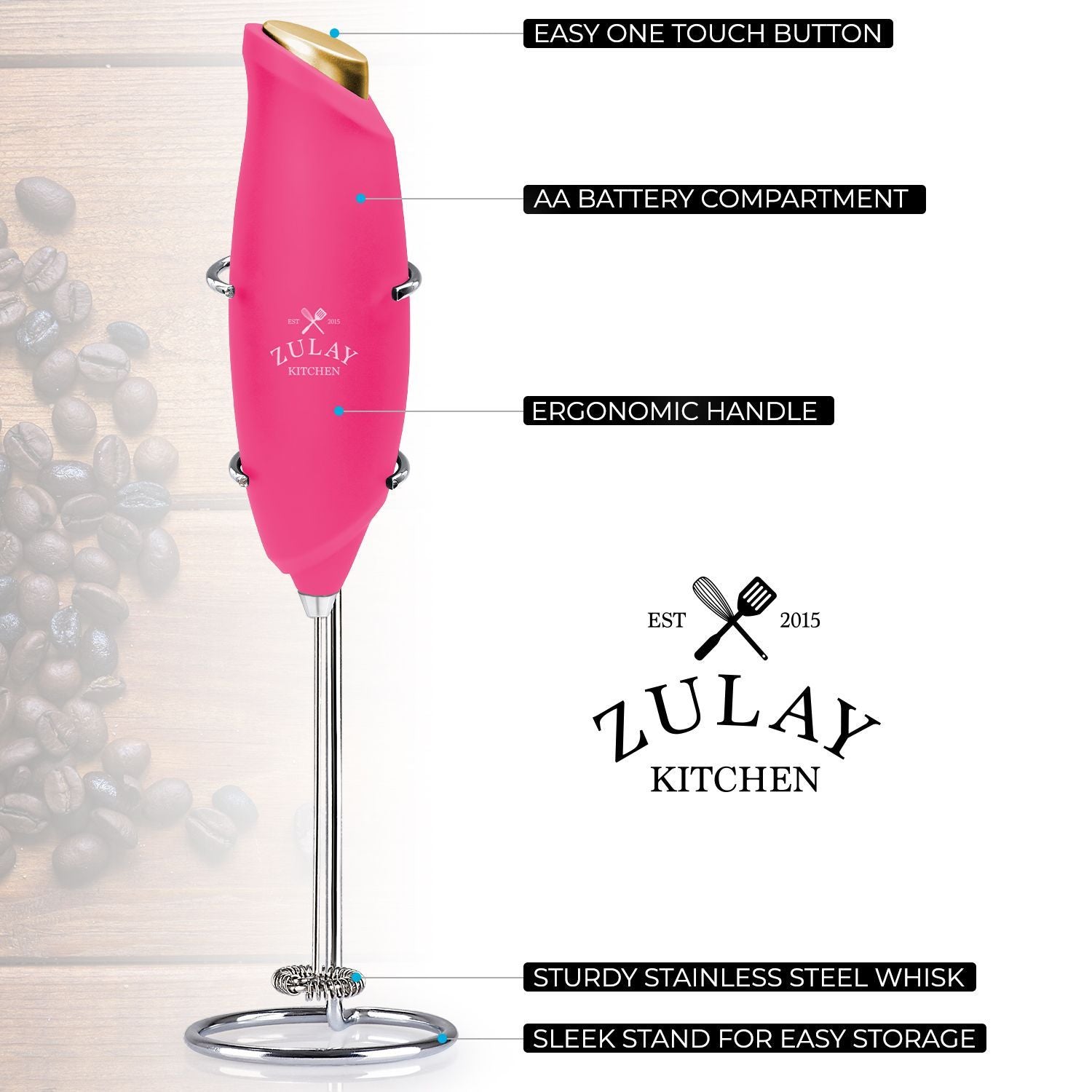Zulay Kitchen Milk Frother With Holster Stand - Granite, 1 - Harris Teeter