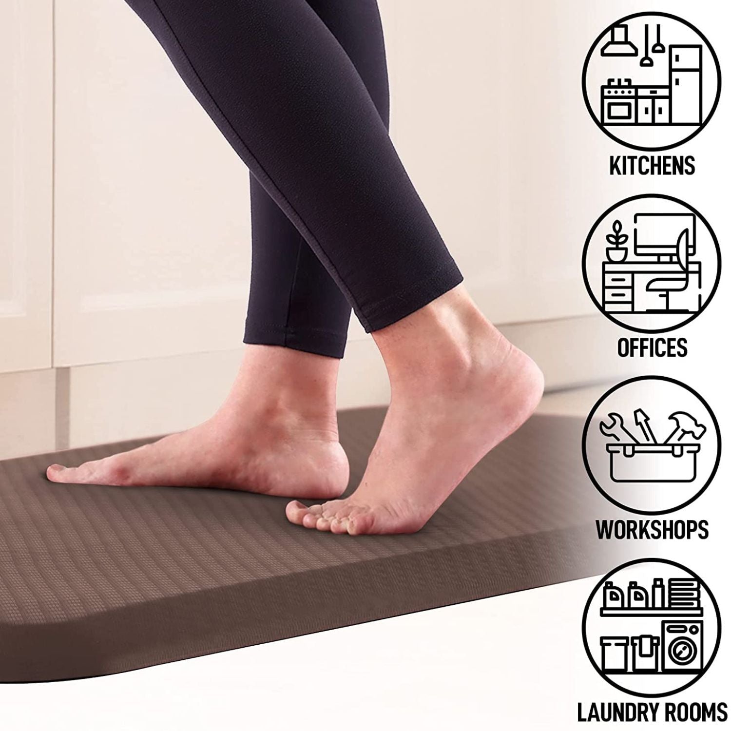Zulay Home Anti Fatigue Floor Mat Thick Cushioned Comfortable Padded  Kitchen Mats - 24X70 Desert 