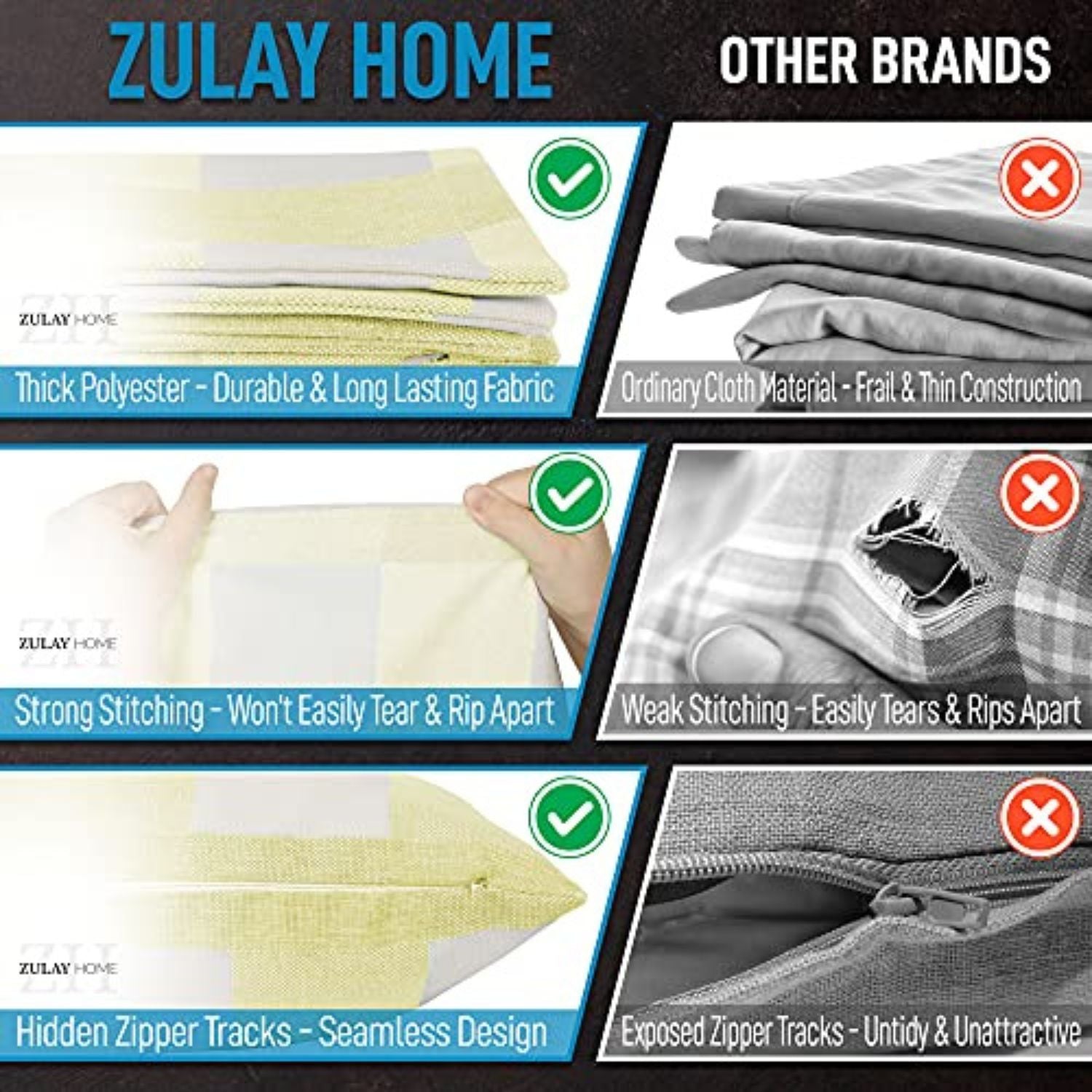 Zulay Home Buffalo Plaid Throw Pillow Covers