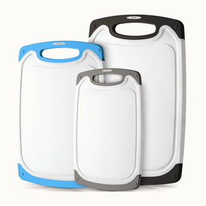 3 Piece Cutting Board Set - White, Black, Blue, and Gray by Zulay Kitchen