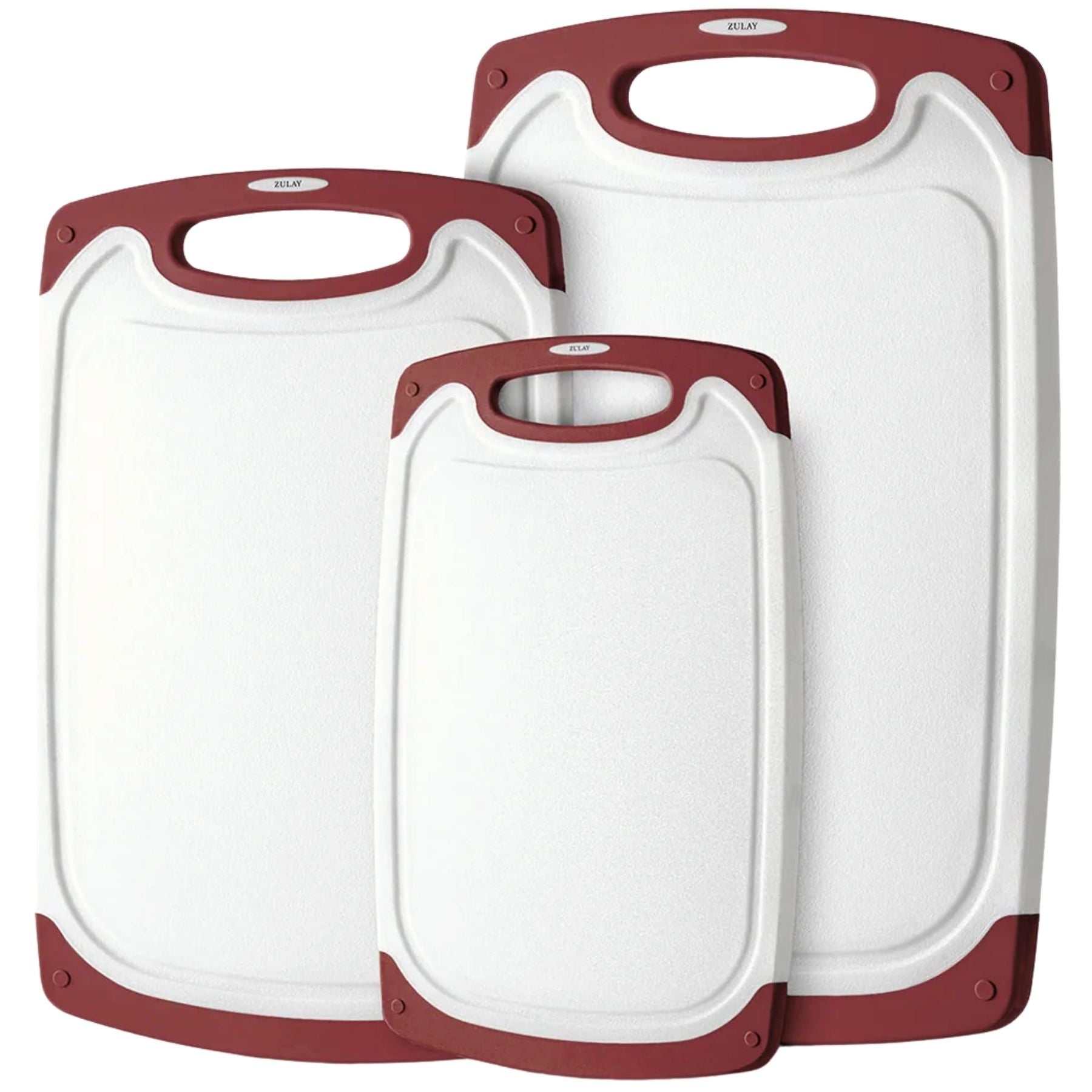 3 Piece Cutting Board Set - White, and Red by Zulay Kitchen