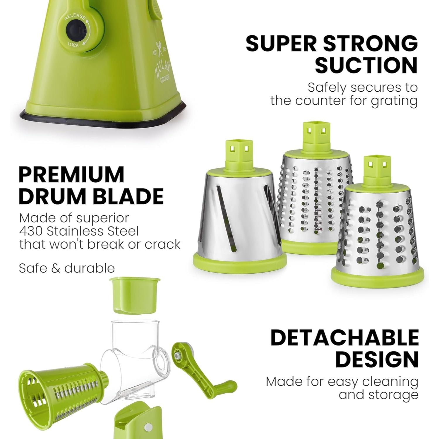 Zulay Kitchen Manual Rotary Cheese Grater with Handle - Light Green, 1 -  Kroger