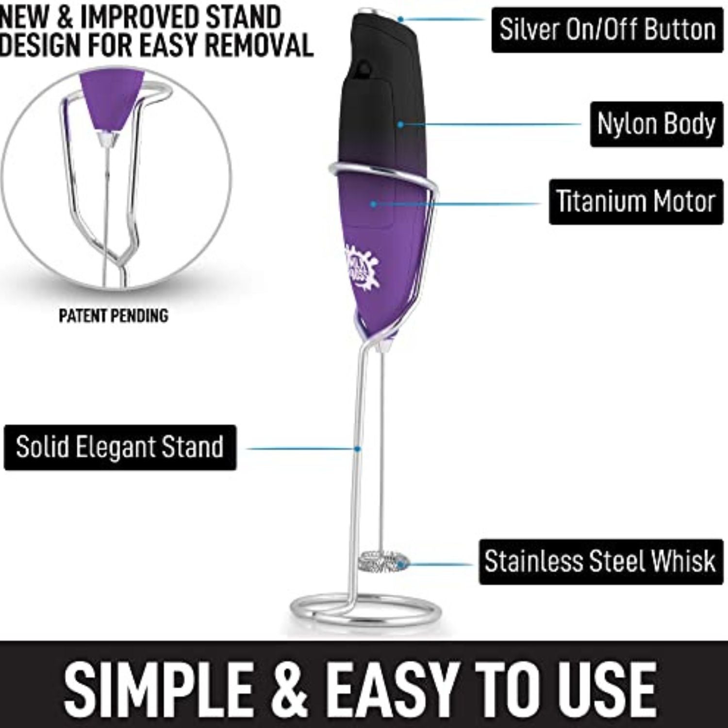 Powerful Handheld Milk Frother With Upgraded Holster