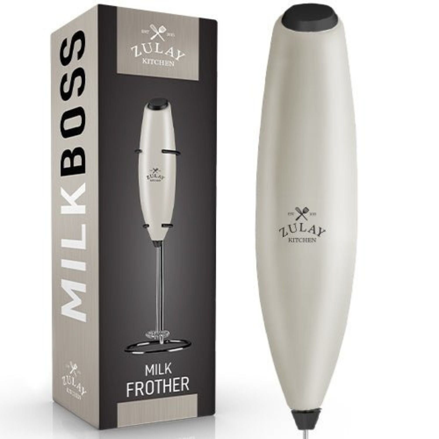 Zulay Kitchen Milk Boss Powerful Milk Frother Handheld With Upgraded  Holster Stand - Silver, 1 - Ralphs